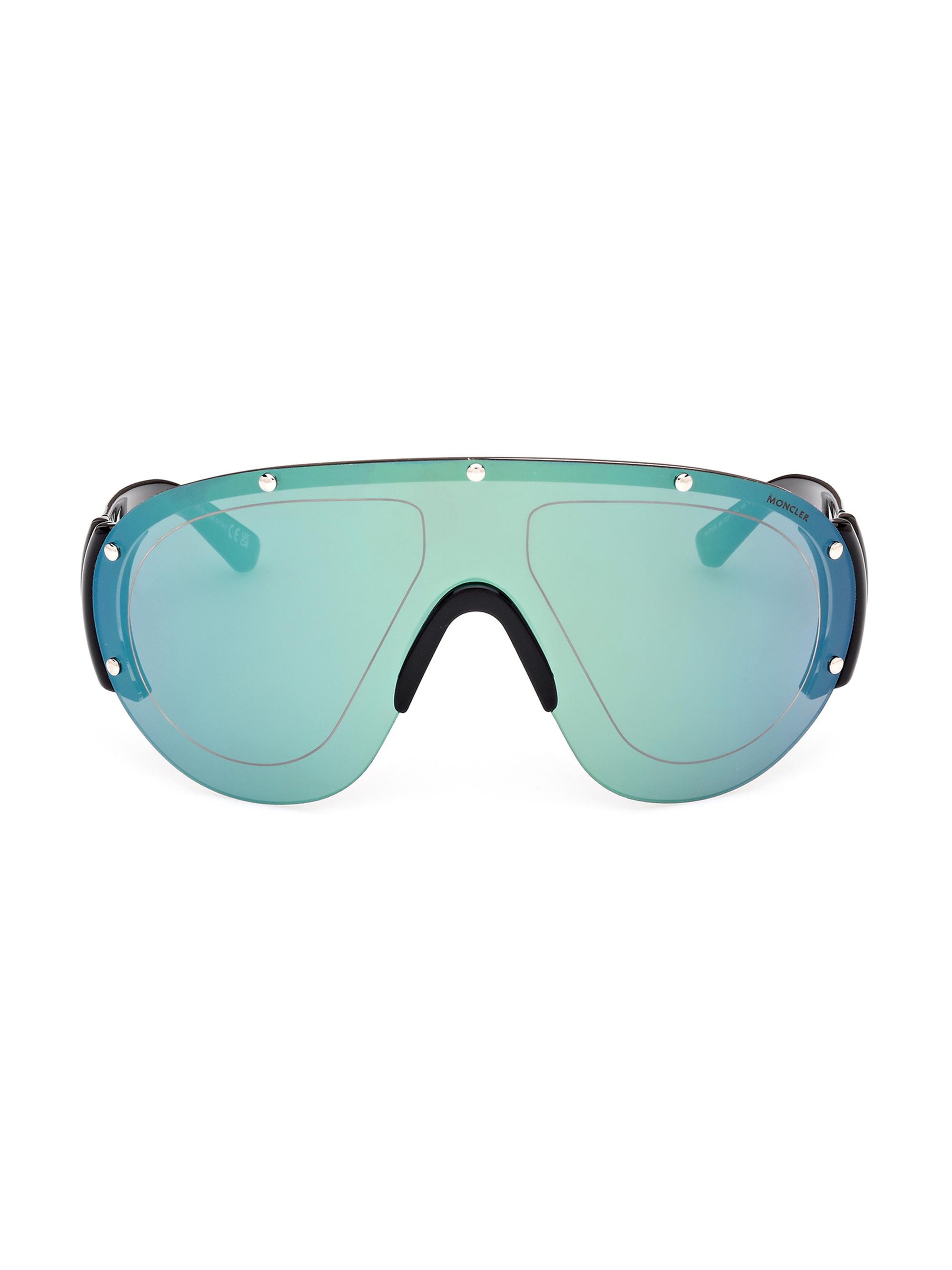 Moncler Women's Rapide Sheild Sunglasses - Black Blue Mirror