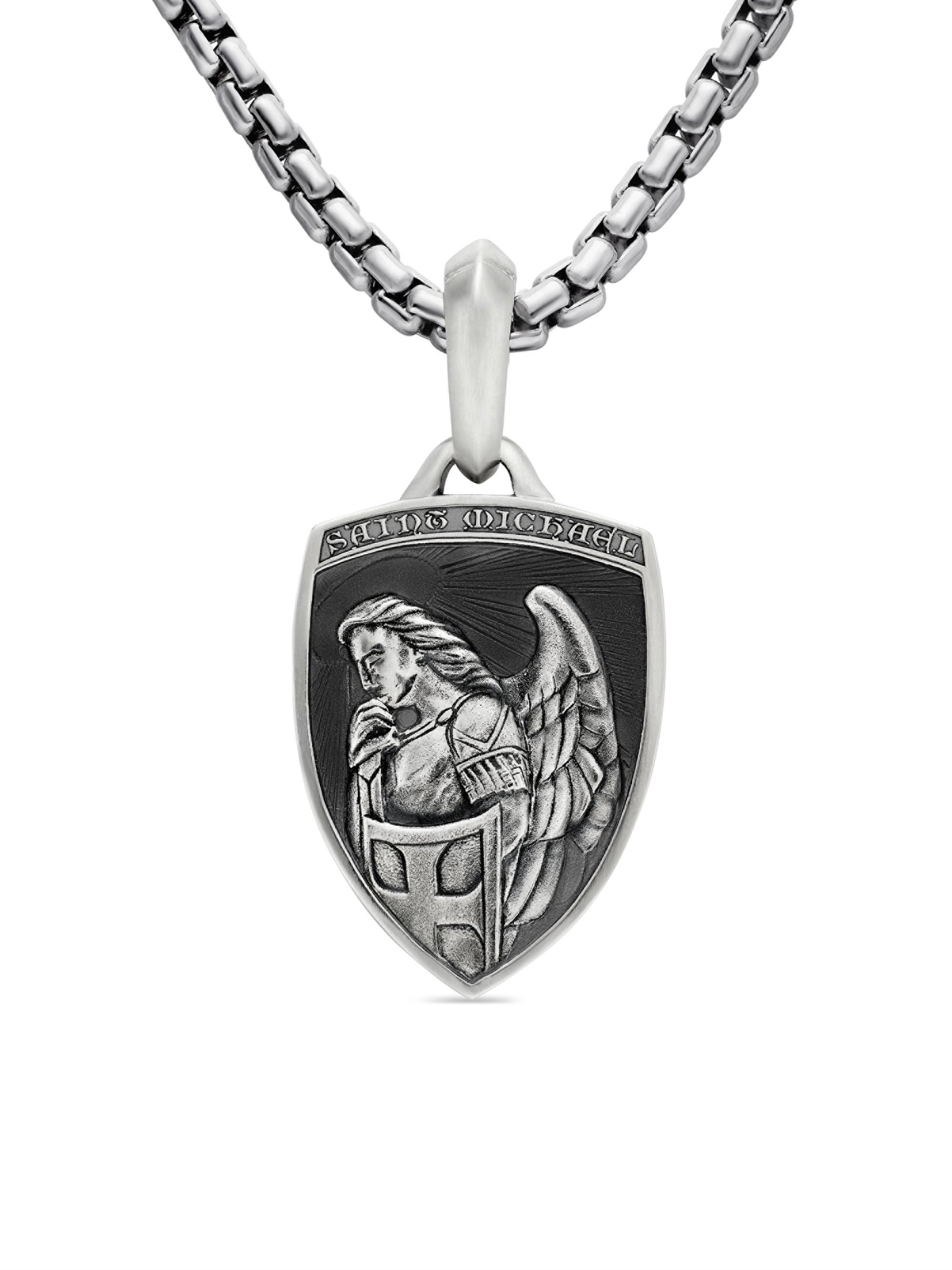 David Yurman Men's St. Michael Amulet in Sterling Silver, 26mm - Silver