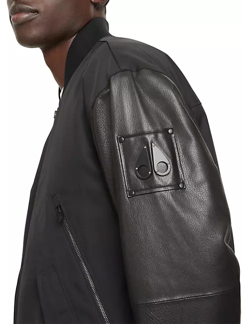 Shop Moose Knuckles Montclair Leather-Sleeve Bomber Jacket | Saks