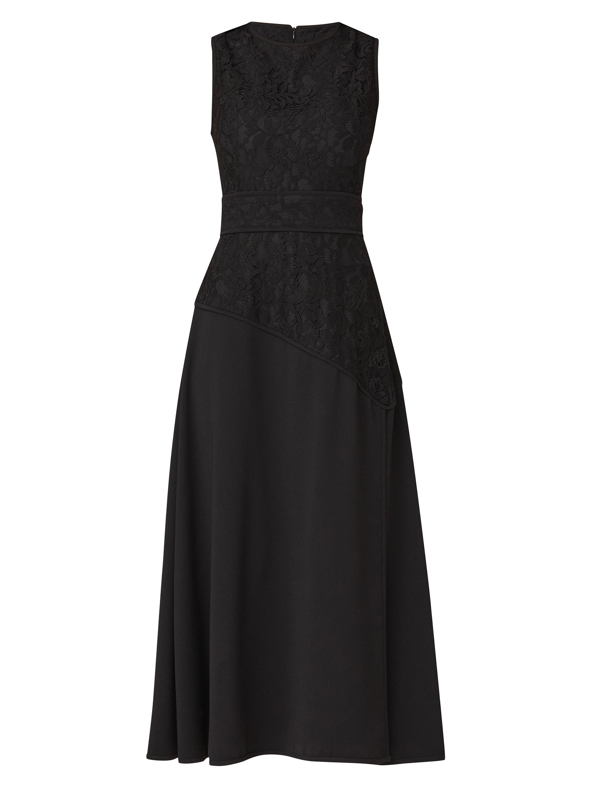 Shoshanna Women's Chestnut Crepe Lace Fit & Flare Midi-Dress - Jet