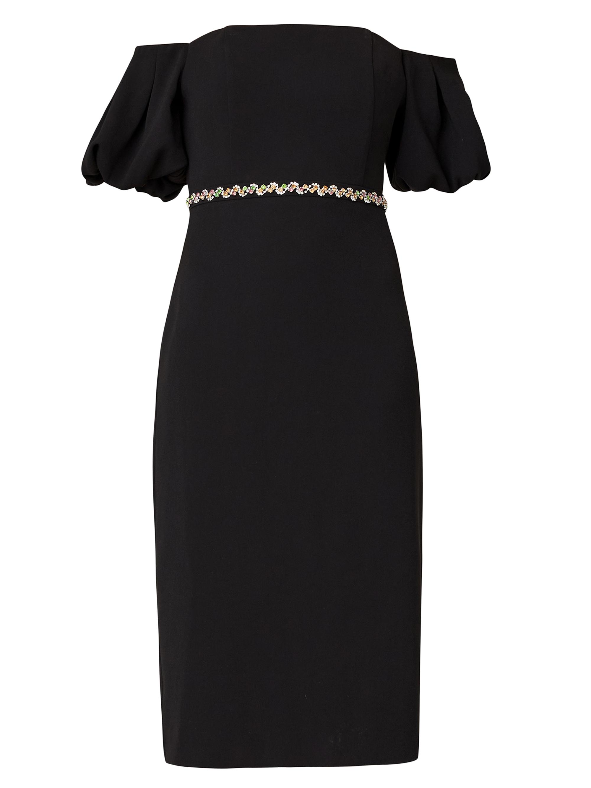 Shoshanna Women's Gem Crystal Off-the-Shoulder Midi-Dress - Jet