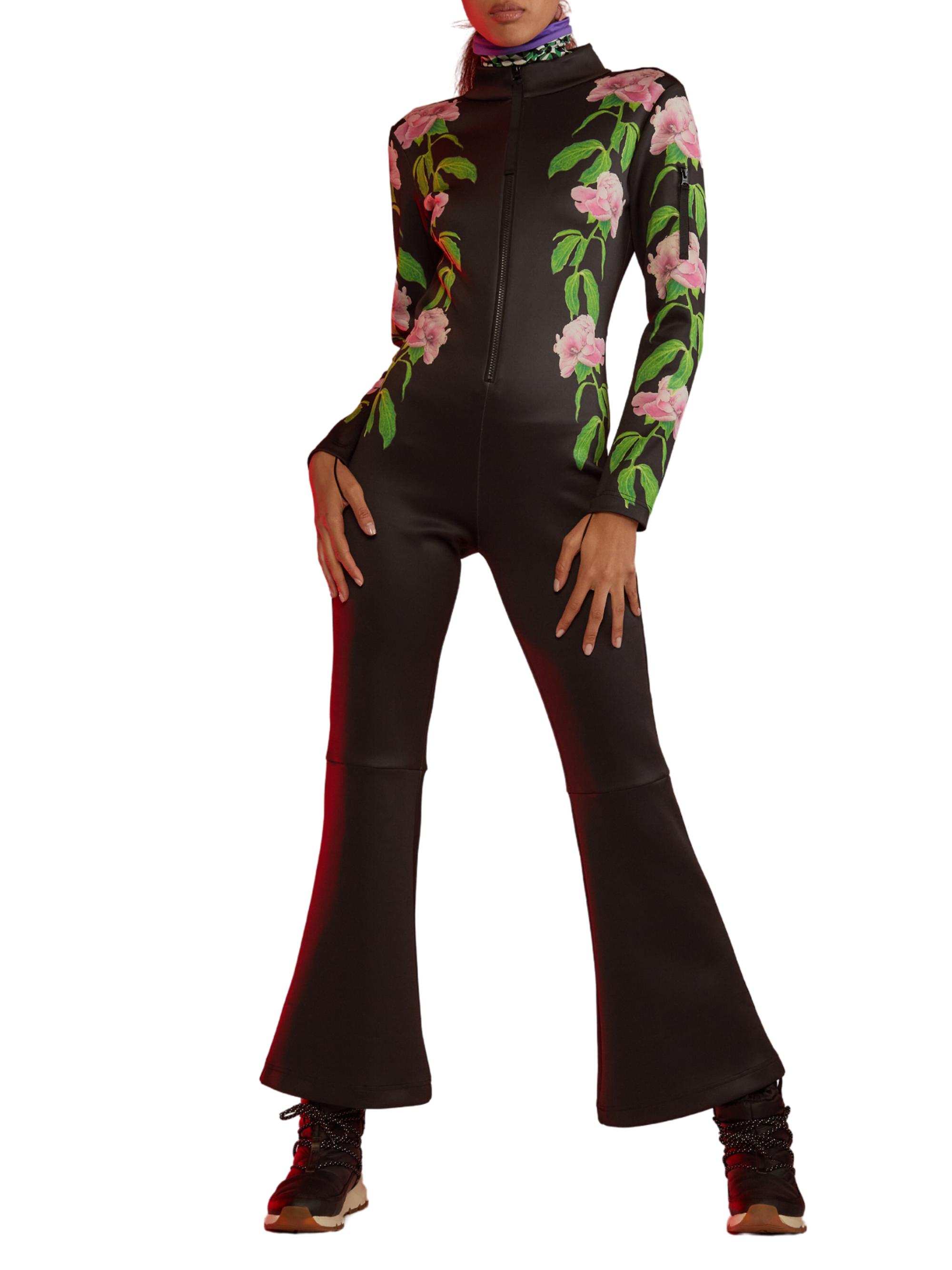Cynthia Rowley Women's Bonded Floral Ski Jumpsuit - Black Pink