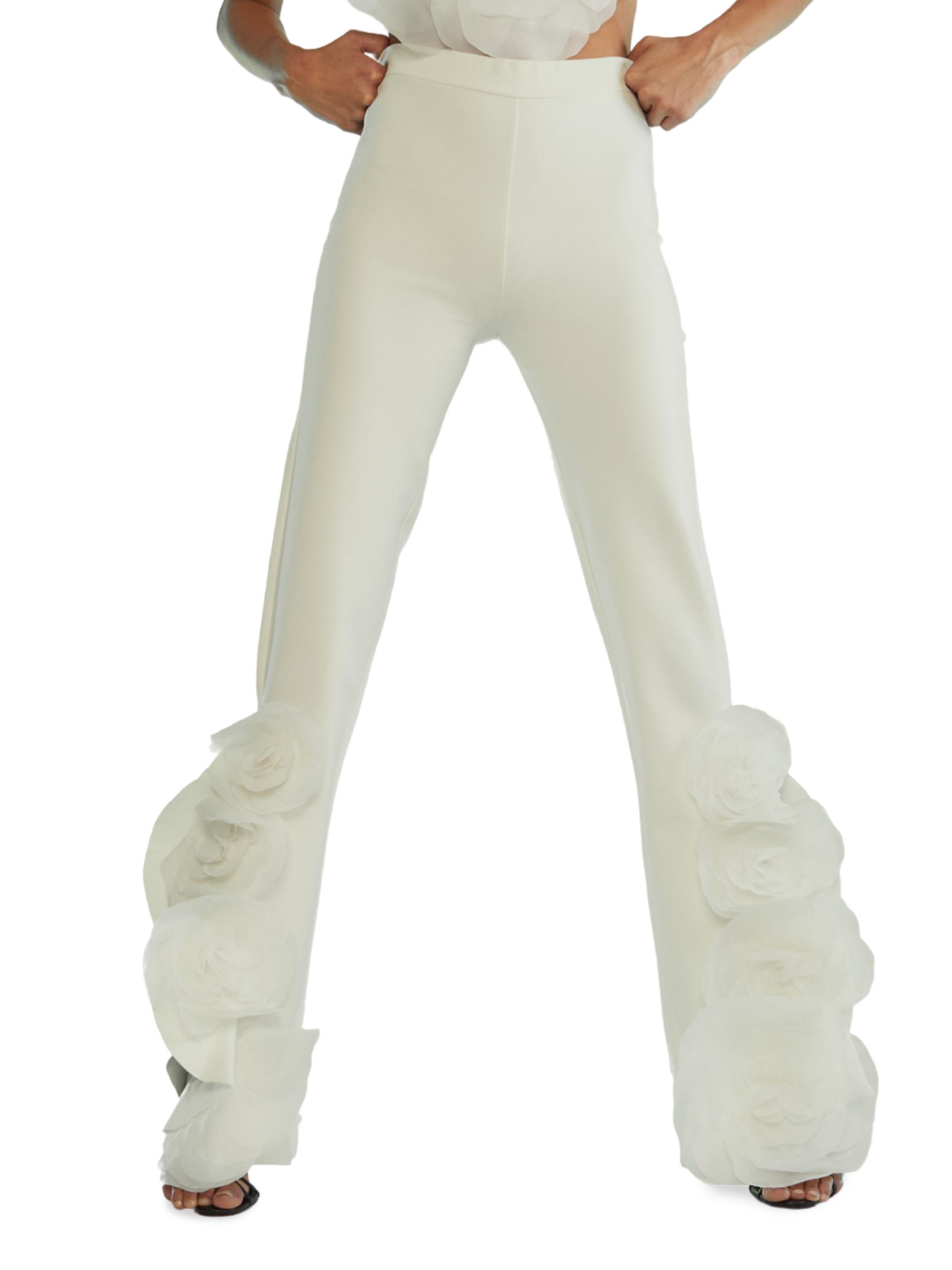 Cynthia Rowley Women's Organza Flower Ponte Pants - White