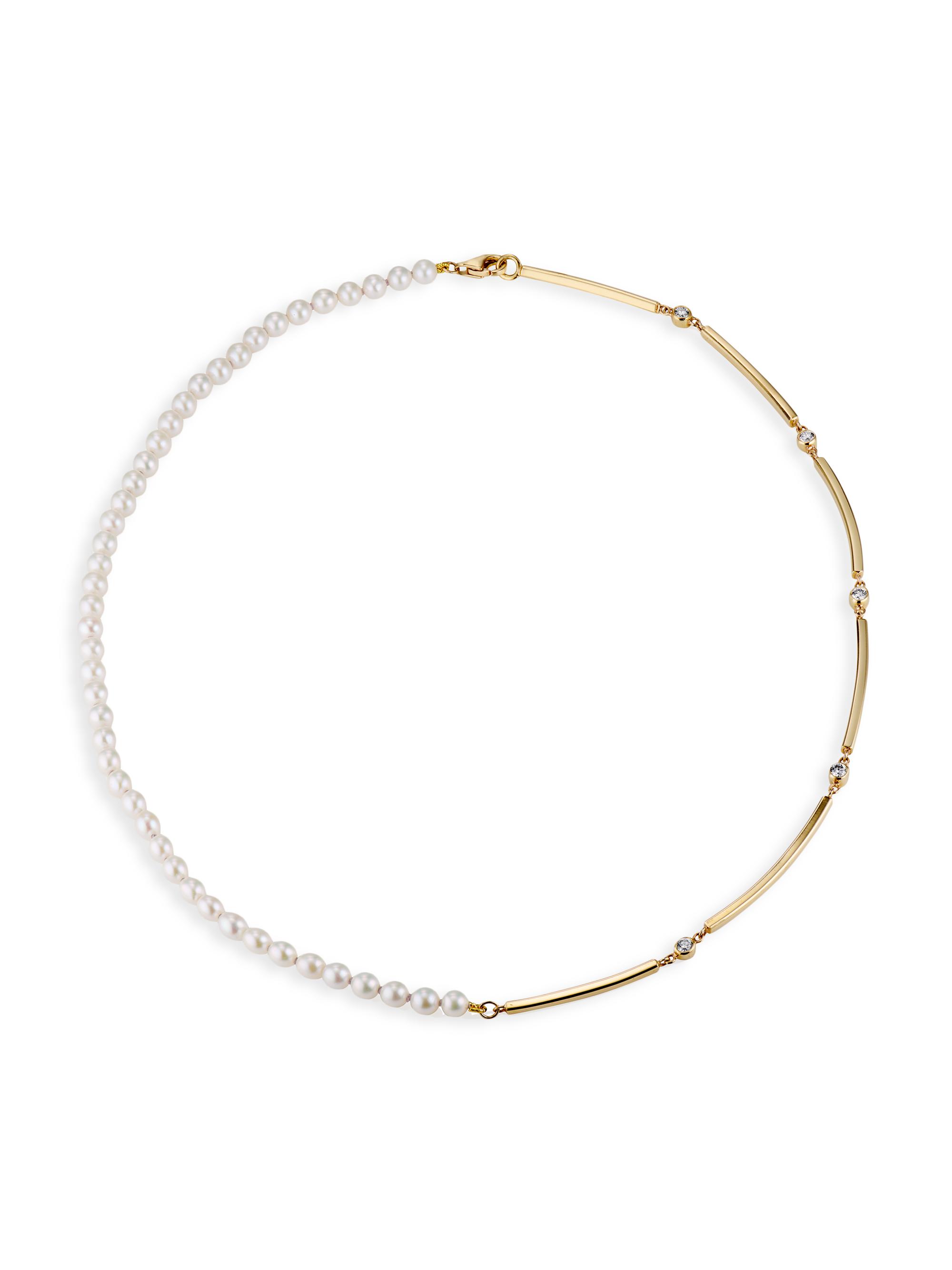 Katey Walker Women's Prism 18K Yellow Gold, Freshwater Pearl & 0.3 TCW Diamond Necklace - White