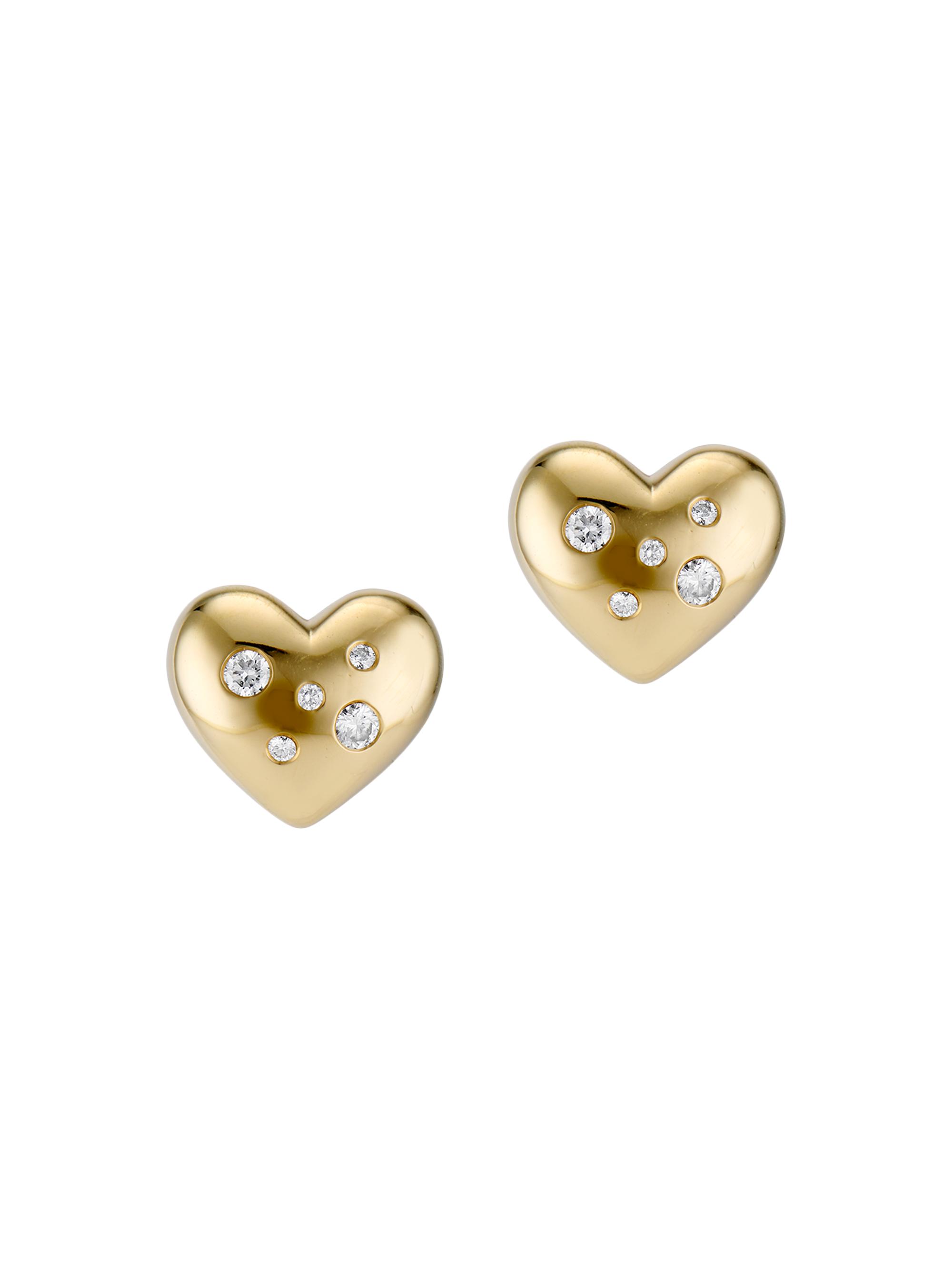 Katey Walker Women's Prism  18K Yellow Gold & 0.33 TCW Diamond Puffy Heart Stud Earrings - Yellow Gold