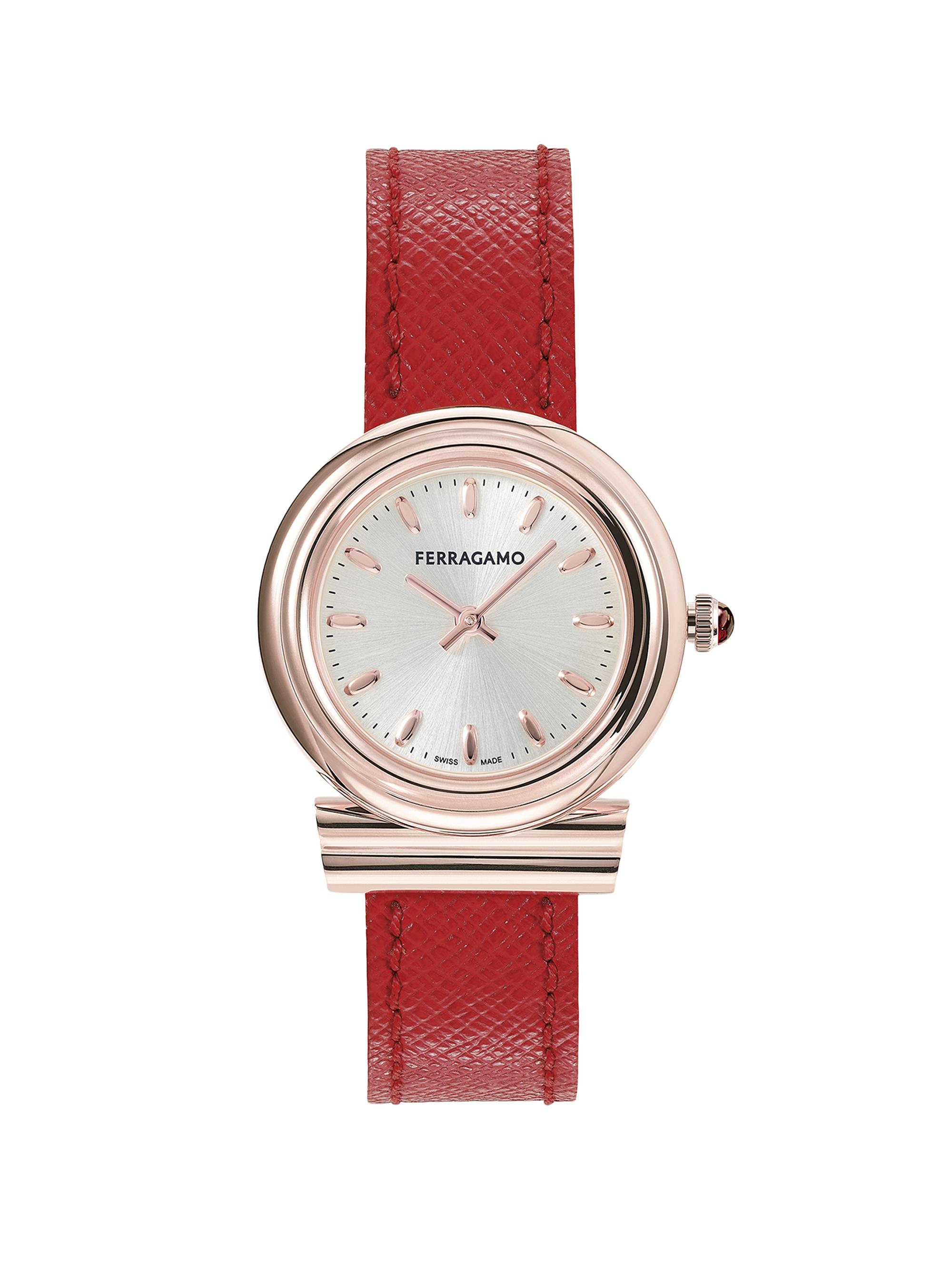 FERRAGAMO Men's Gancini Stainless Steel & Leather Strap Watch/28MM - Rose Gold