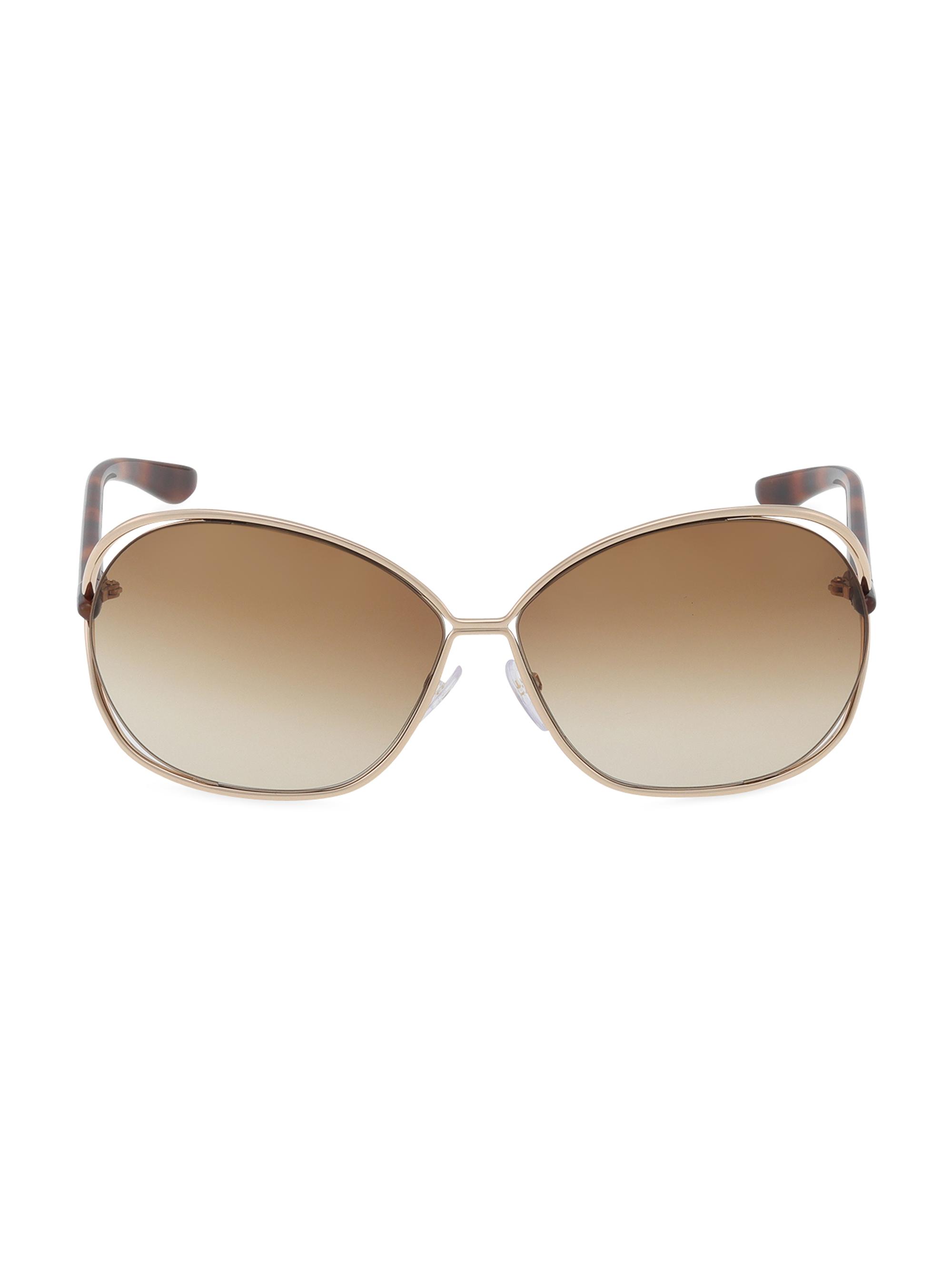 TOM FORD Women's Carla 66MM Round Sunglasses - Rose Gold Havana Gradient