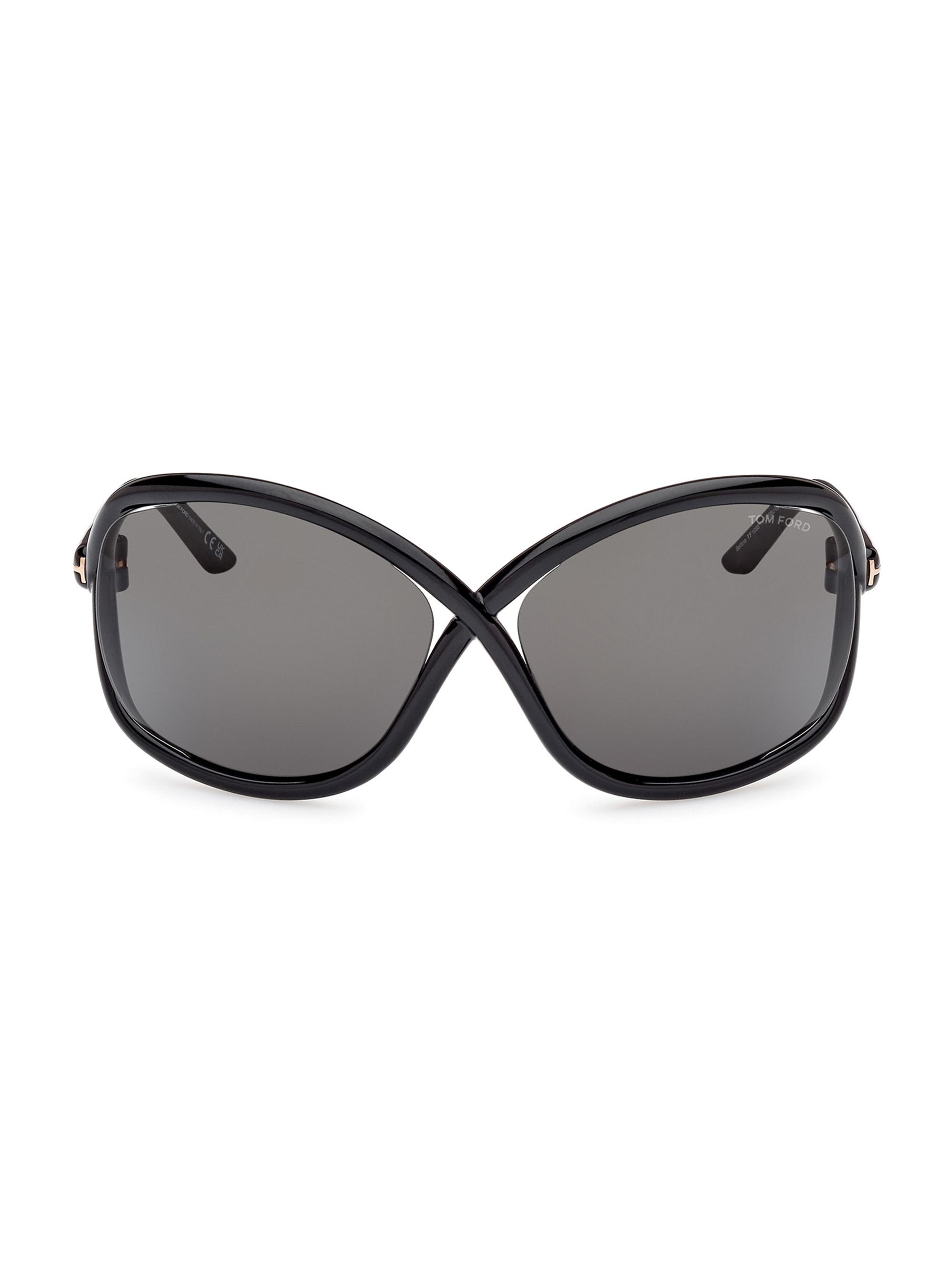 TOM FORD Women's Bettina 68MM Square Sunglasses - Shiny Black Smoke