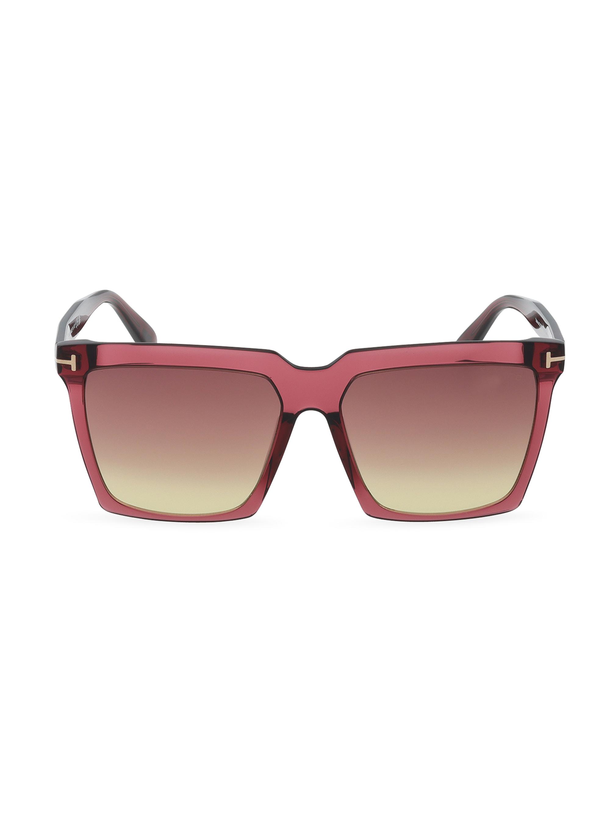 TOM FORD Women's Sabrina 58MM Square Sunglasses - Transparent Bordeaux Gradient