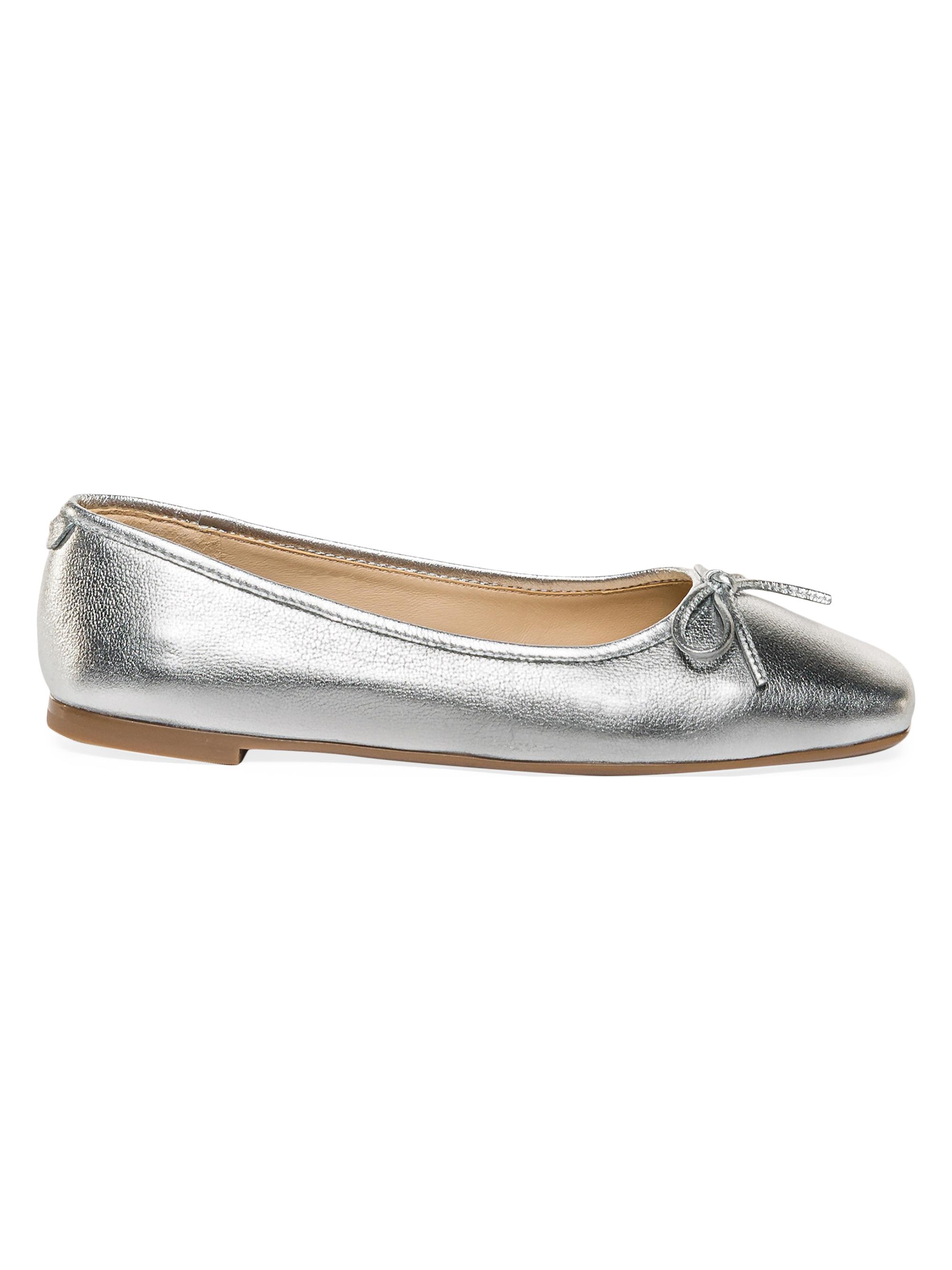 Bernardo Women's Gwynn Tumbled Leather Ballerina Flats - Silver