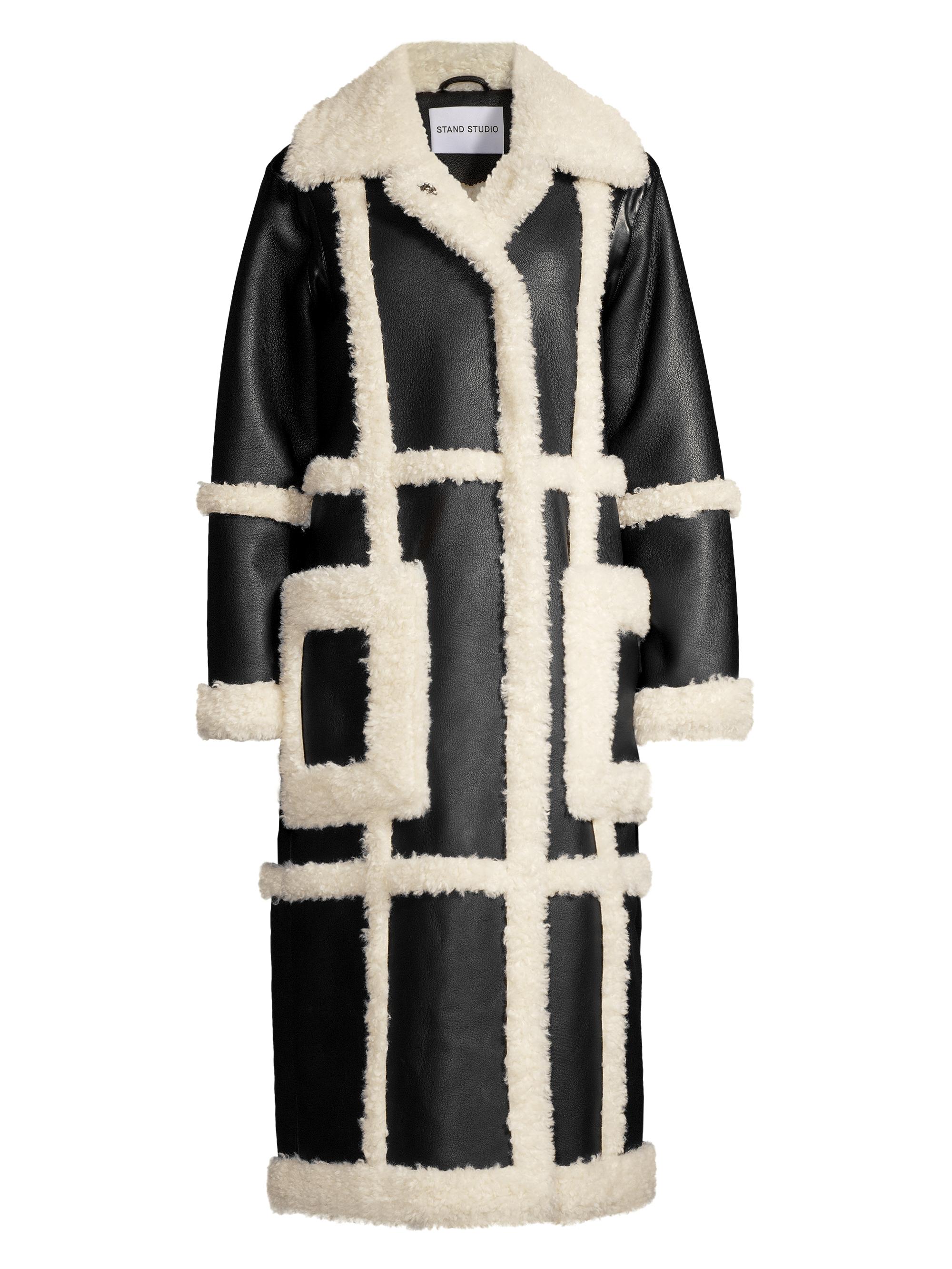 Stand Studio Women's Patrice Faux Leather & Faux Shearling Coat - Black Off White