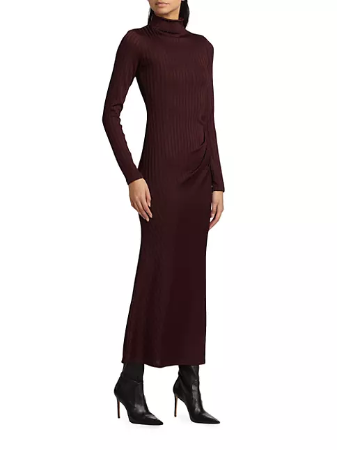 Shop Good American Shine Rib-Knit Tuck Maxi-Dress | Saks Fifth Avenue