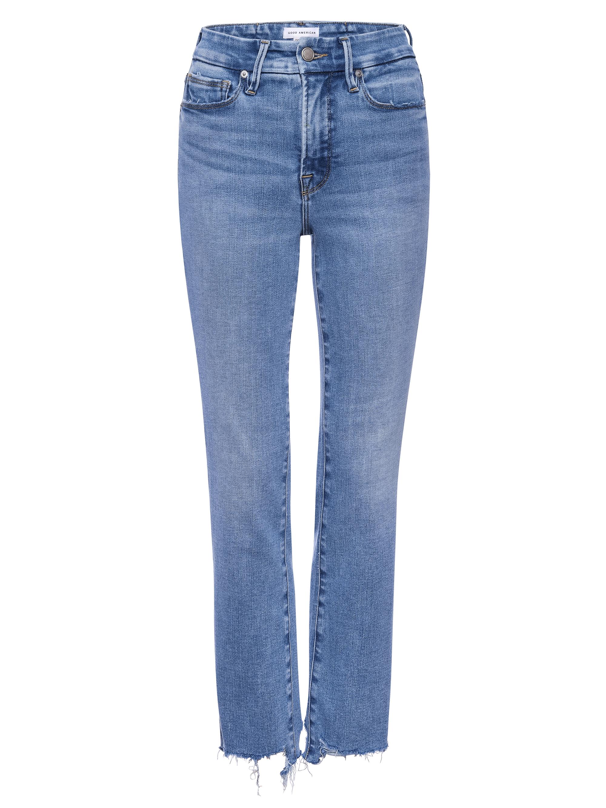 Good American Good Legs High-Rise Stretch Straight Ankle Jeans