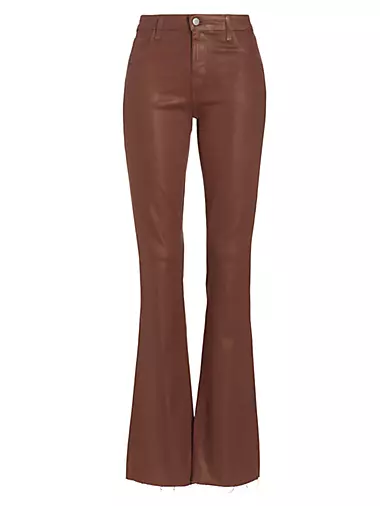 Womens SANDRO brown Rib-Knit Flared Trousers