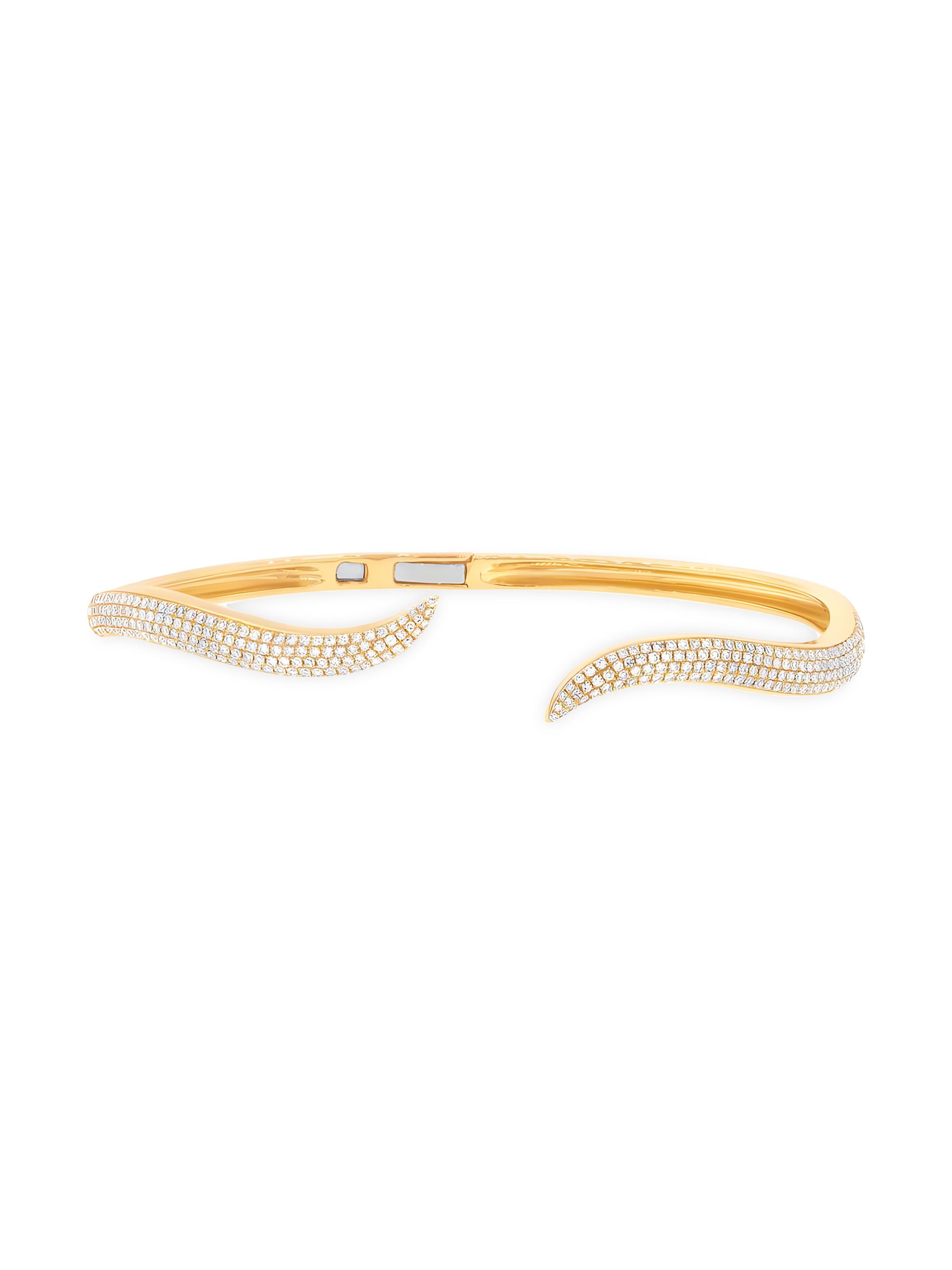 Stephanie Gottlieb Women's Wave 14K White Gold & 0.8 TCW Natural Diamond Cuff - Yellow Gold