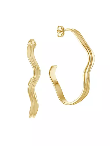 Capri 14K Yellow Gold Wavy Hoop Earrings