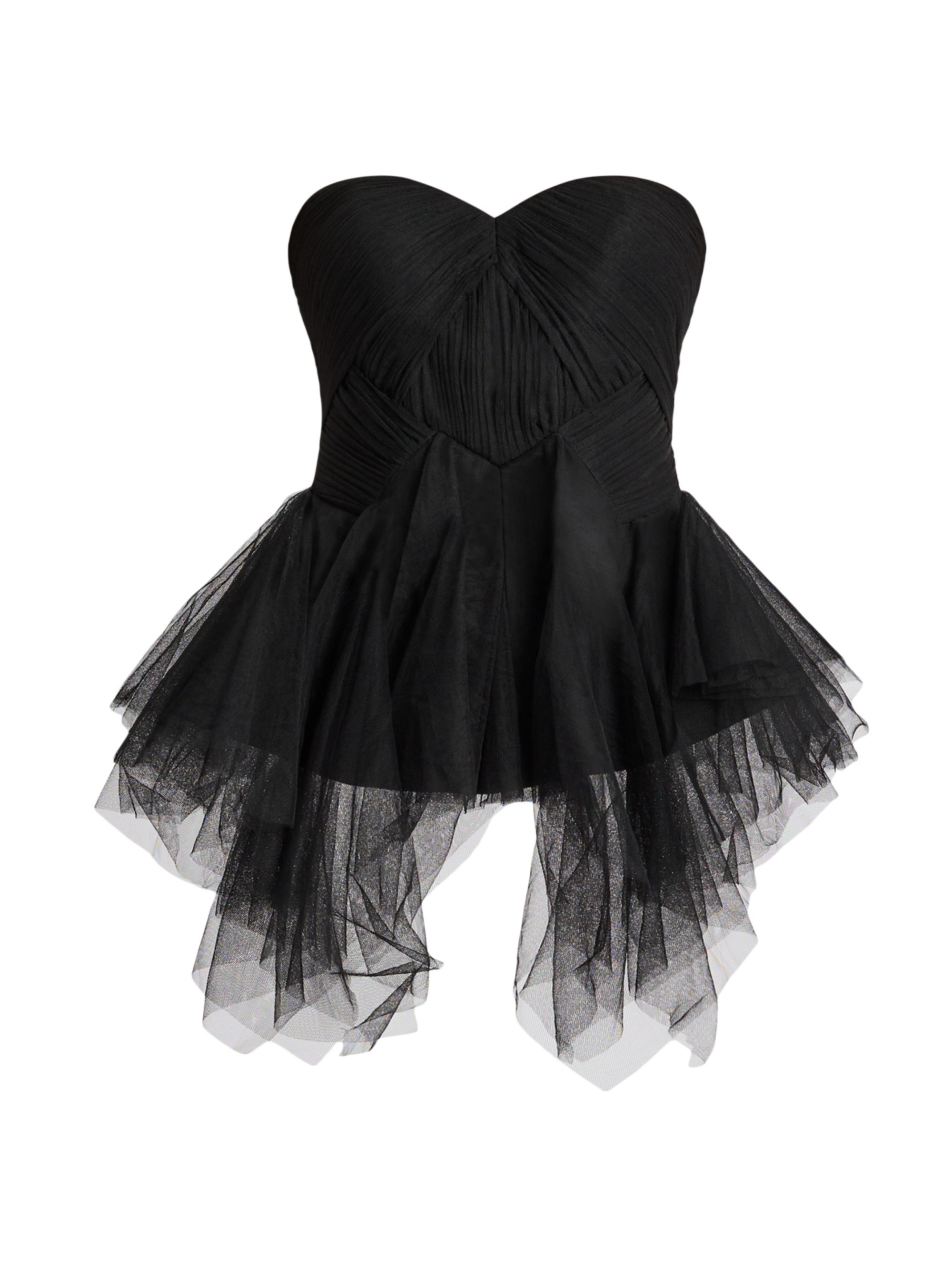 Zac Posen Women's Strapless Ruffled Bustier Top - Black