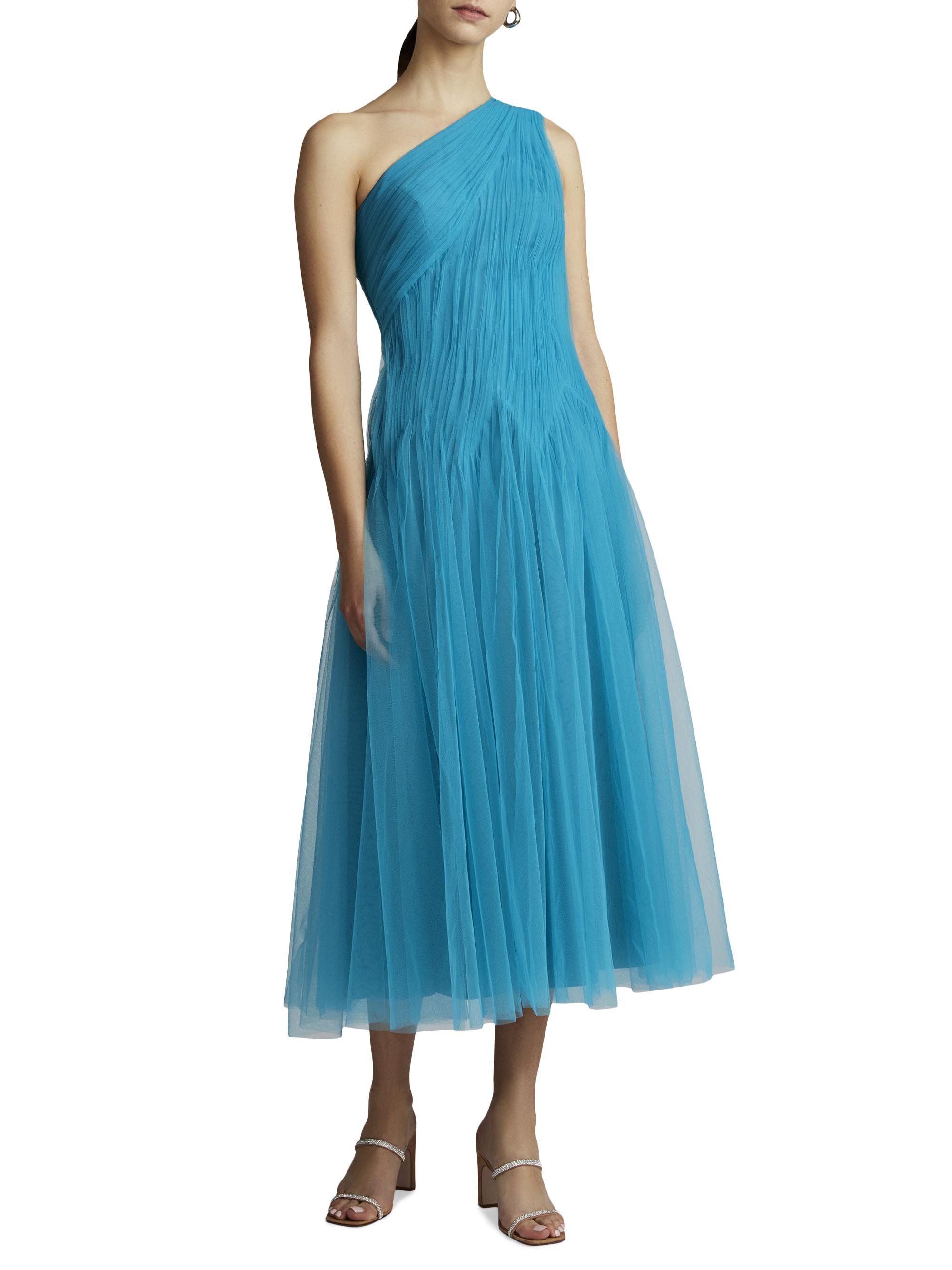 Zac Posen One-Shoulder Tulle Midi-Dress | Saks Fifth Avenue
