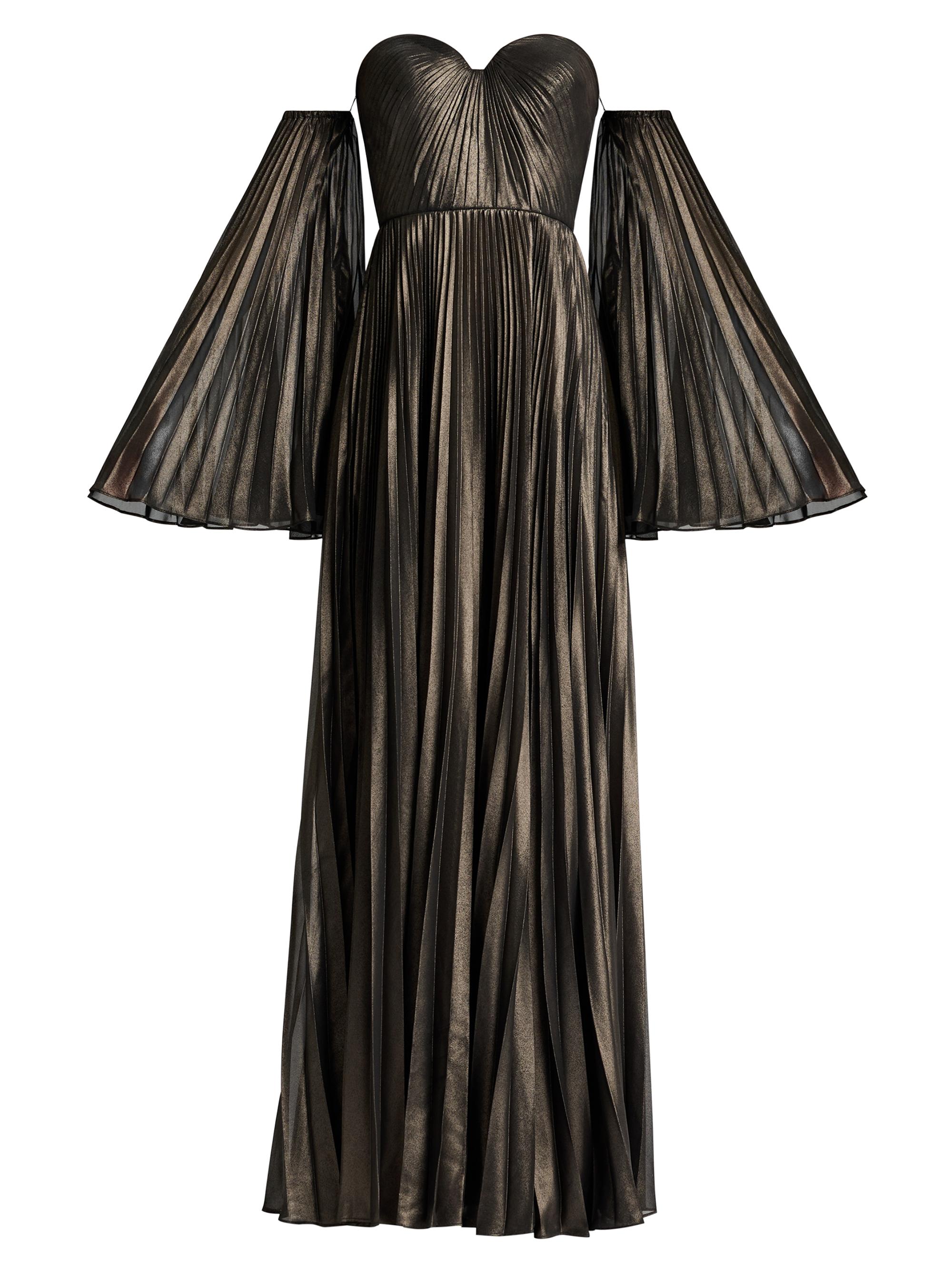 Zac Posen Women's Pleated Off-The-Shoulder Gown - Gunmetal