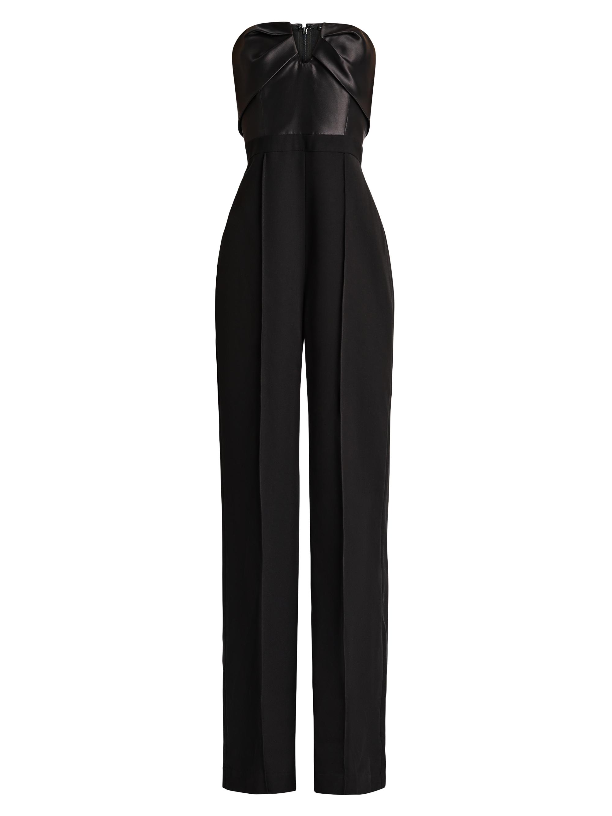 Zac Posen Women's Satin & Crepe Wide-Leg Bustier Jumpsuit - Black