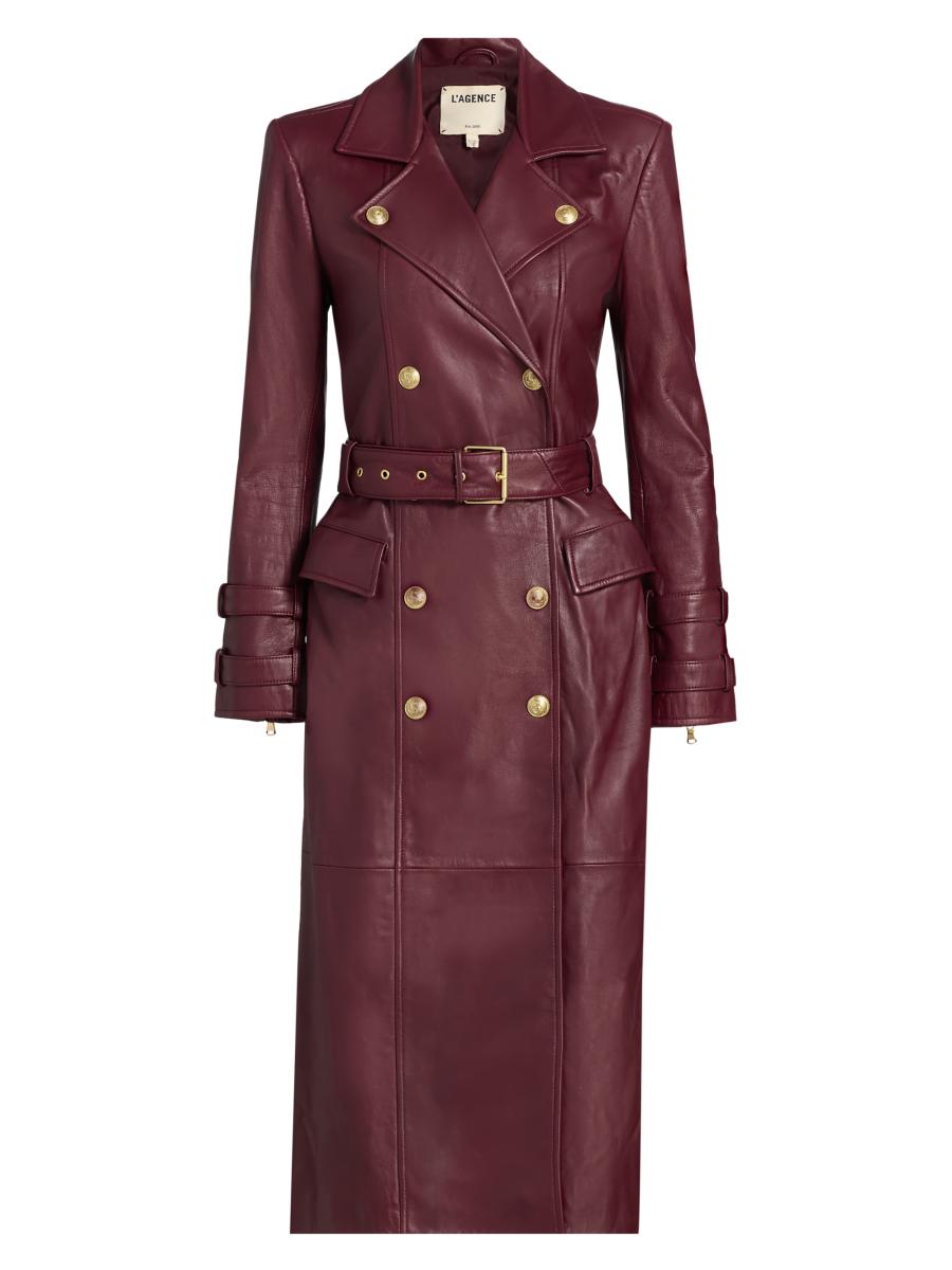 L'AGENCE Celina Leather Trench Coat | Saks Fifth Avenue