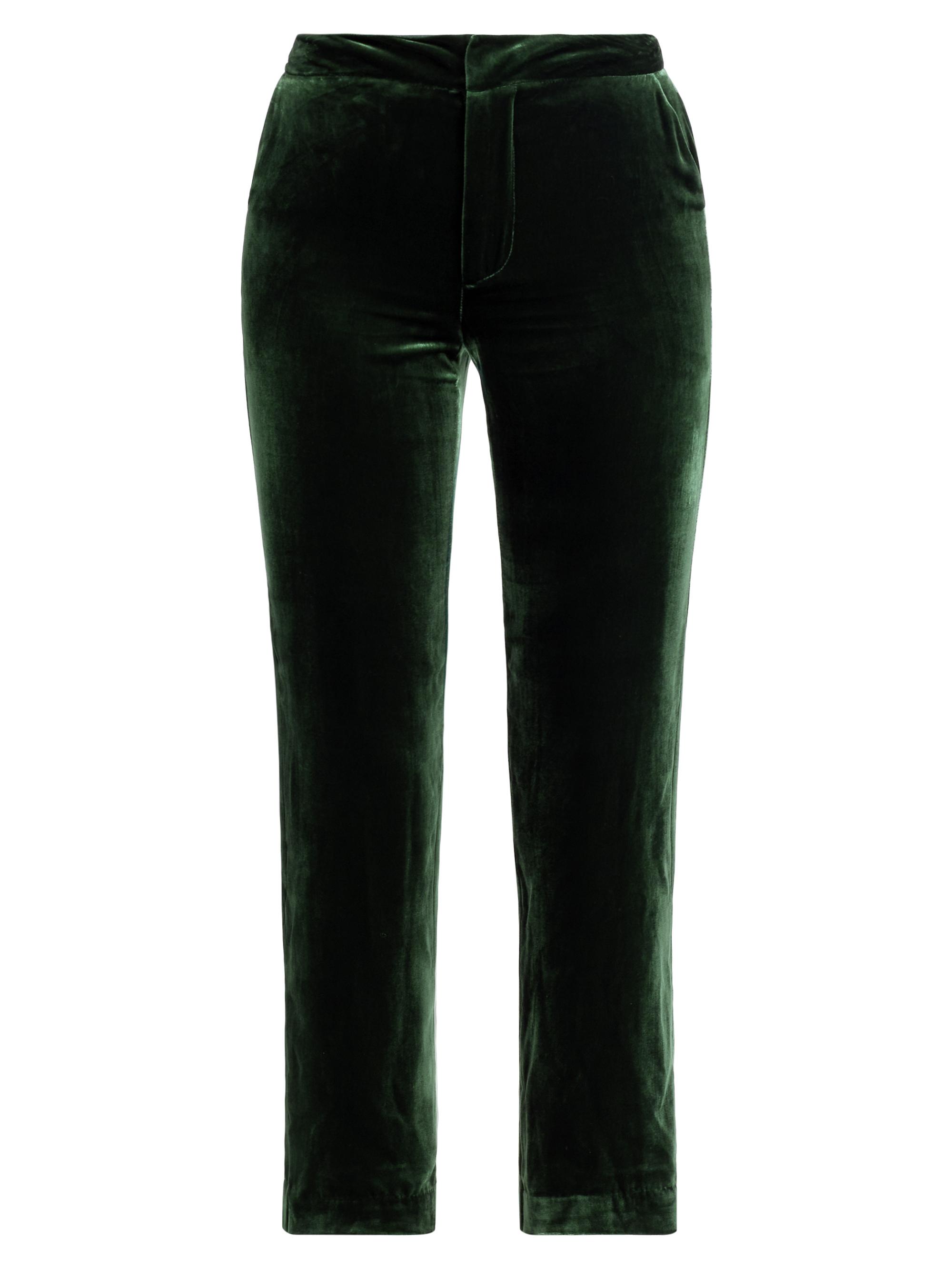 L'AGENCE Women's Rebel Velvet Crop Trousers - Forest Green