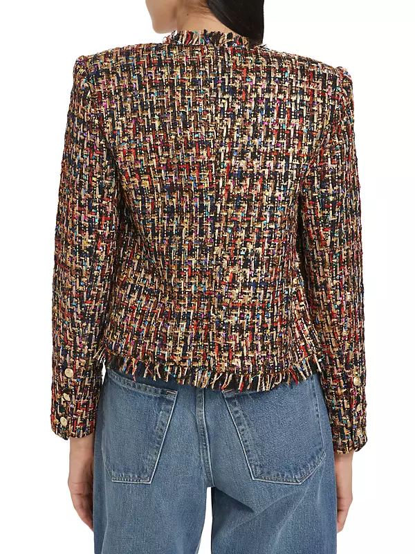 Shop L'AGENCE Angelina Tweed Plaid Jacket | Saks Fifth Avenue