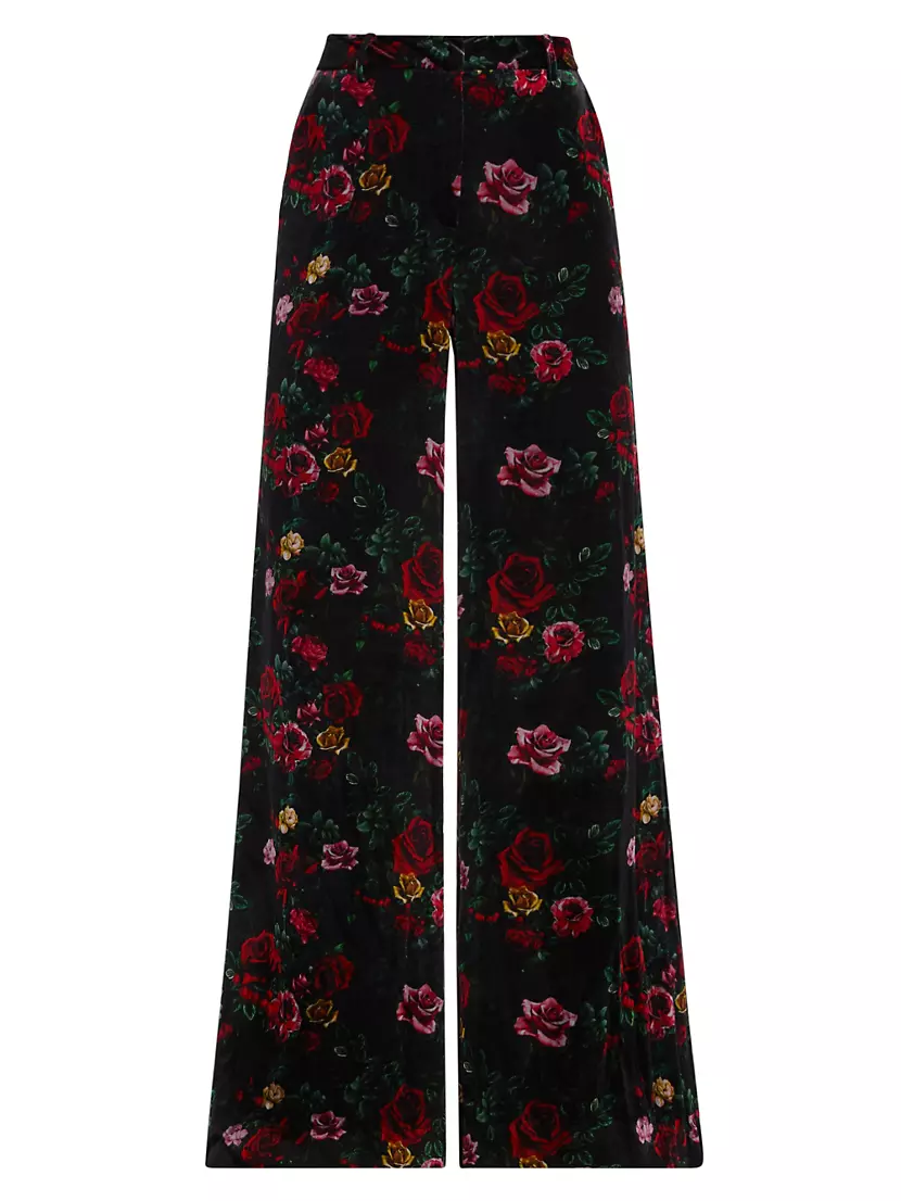 Shop L'AGENCE Pilar Floral Velvet Wide-Leg Pants | Saks Fifth Avenue