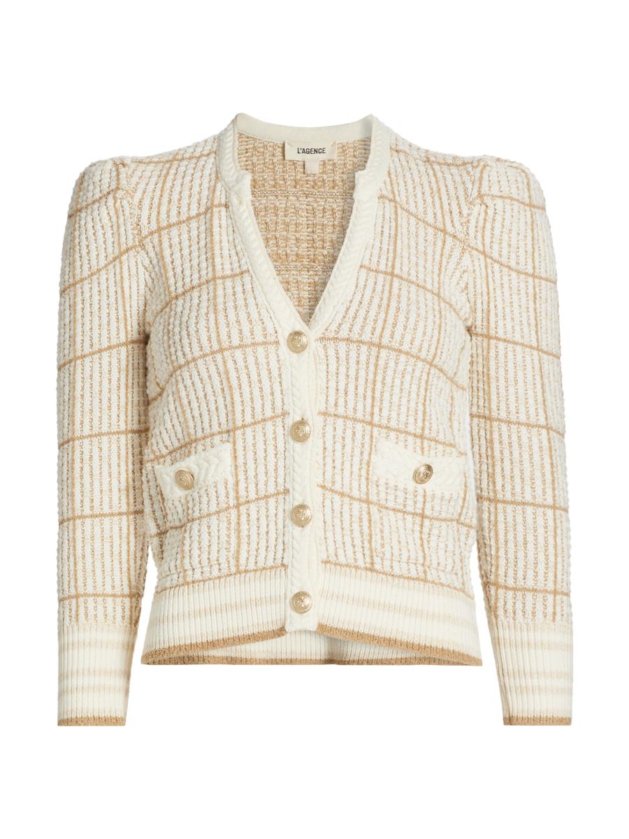 ニット/セーター L'Appartement DEUXIEME CLASSE - L'Appartement GOLD BUTTON CARDIGAN L'AGENCE Jenni Windowpane Cardigan | Saks Fifth Avenue