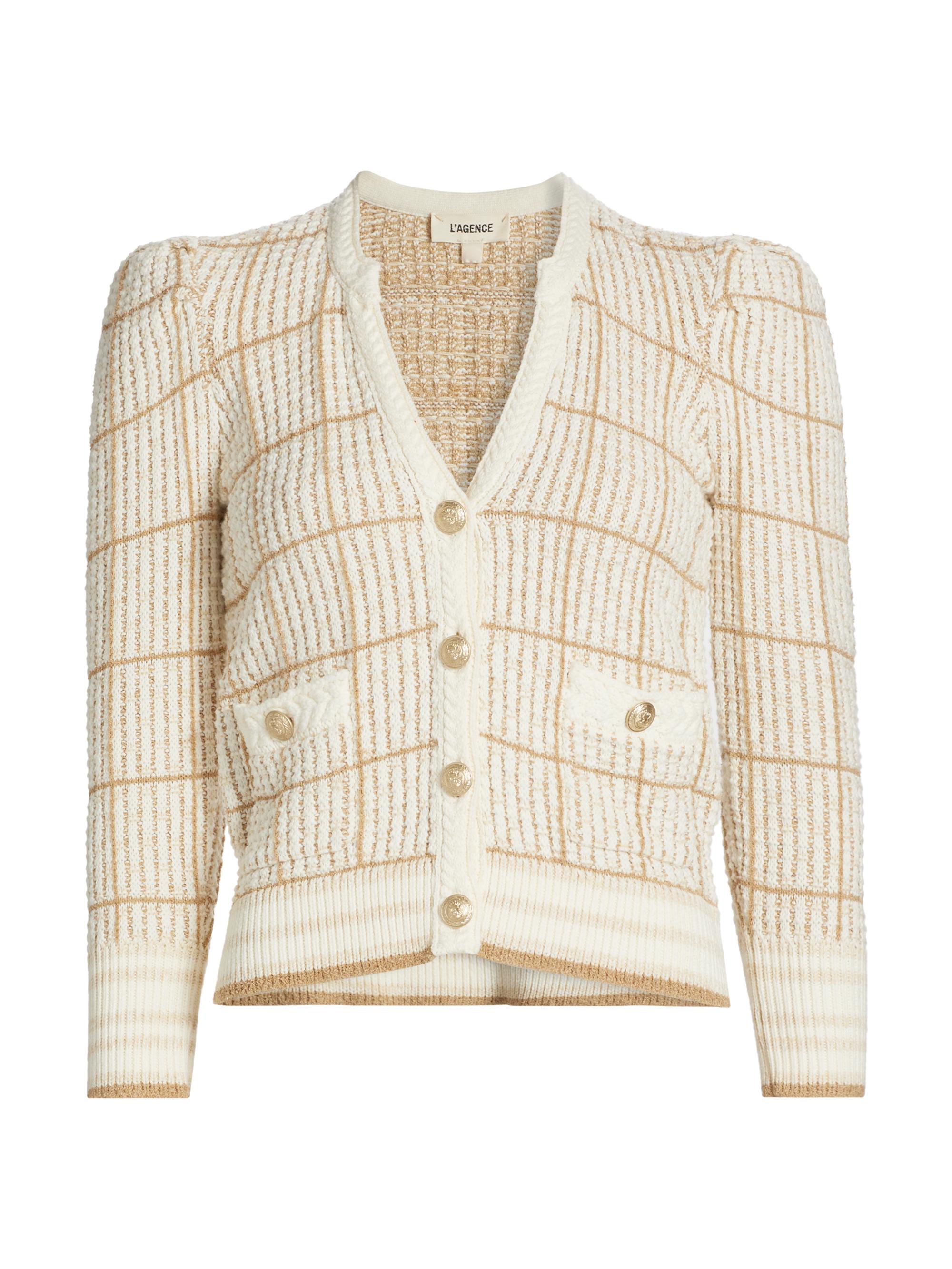 L'AGENCE Jenni Windowpane Cardigan | Saks Fifth Avenue