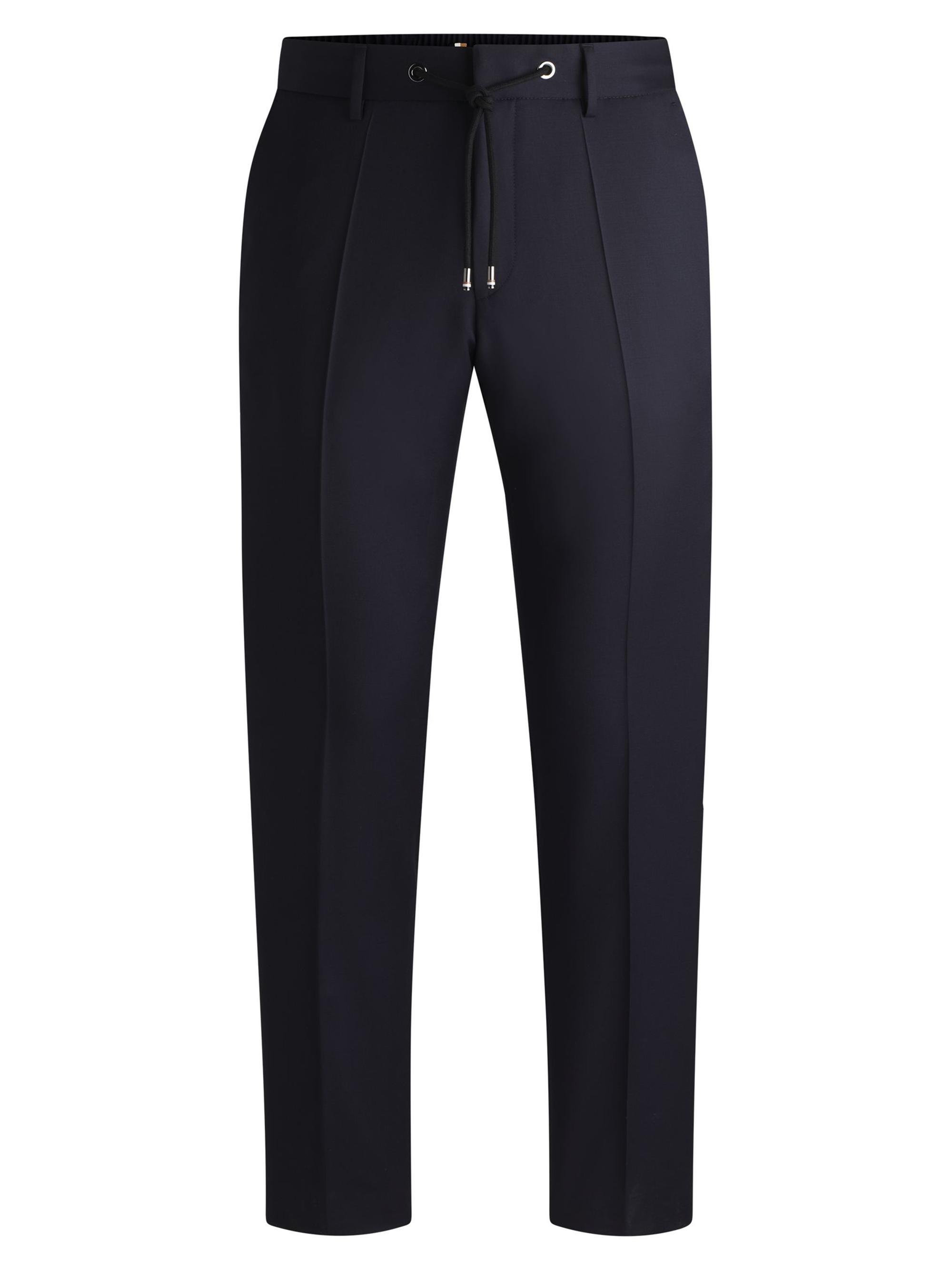 BOSS Men's Drawstring Trousers in Virgin Wool Serge - Blue