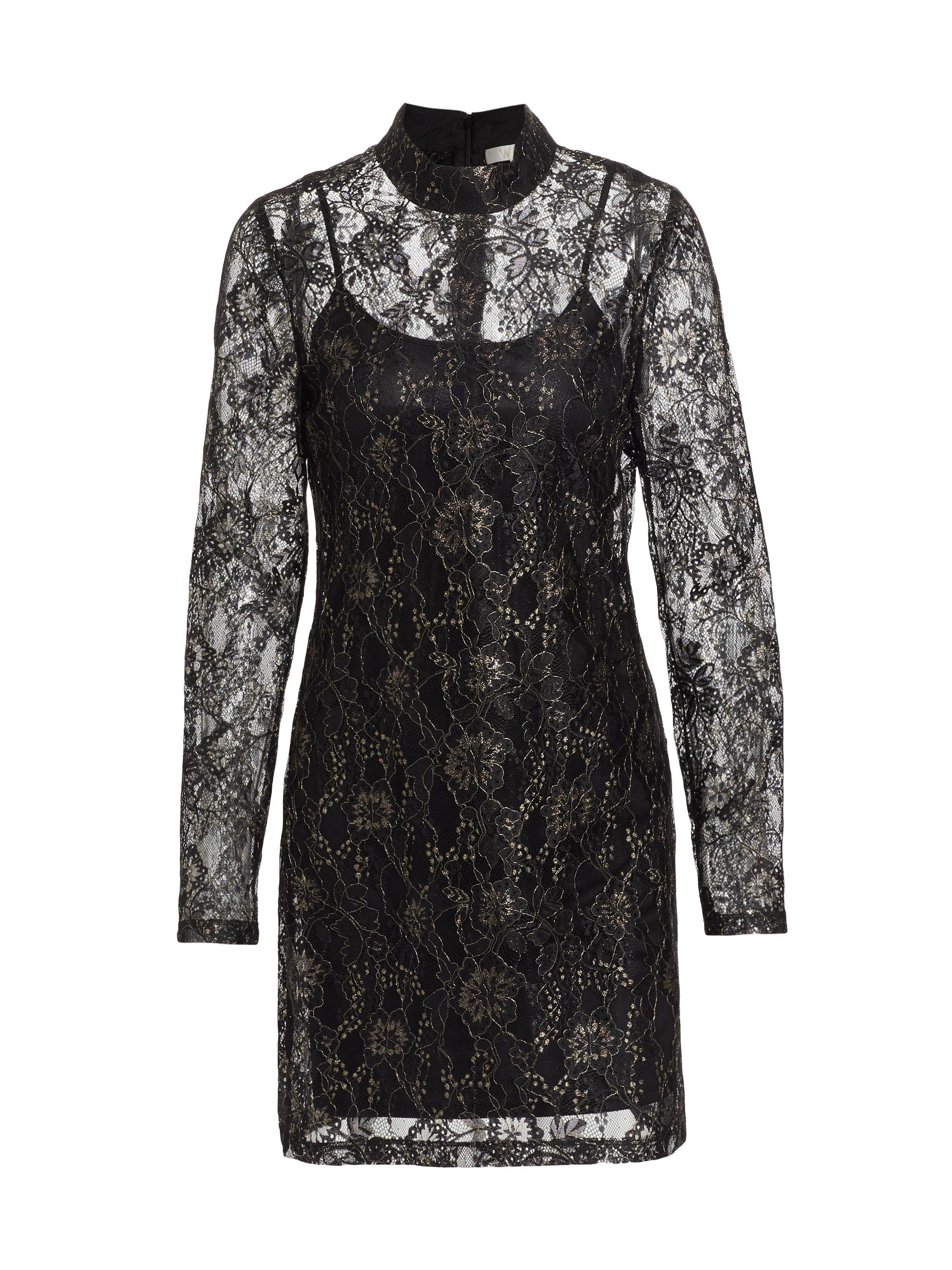 Wayf Women's Cassidy Metallic Lace Minidress - Black Lace