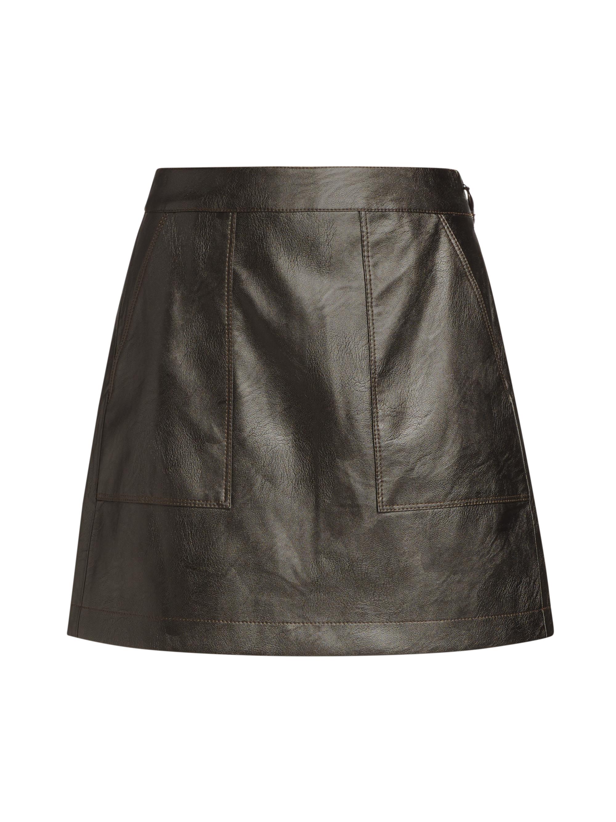 CINQ A SEPT Women's Jaycie Metallic Faux Leather Miniskirt - Steel Grey