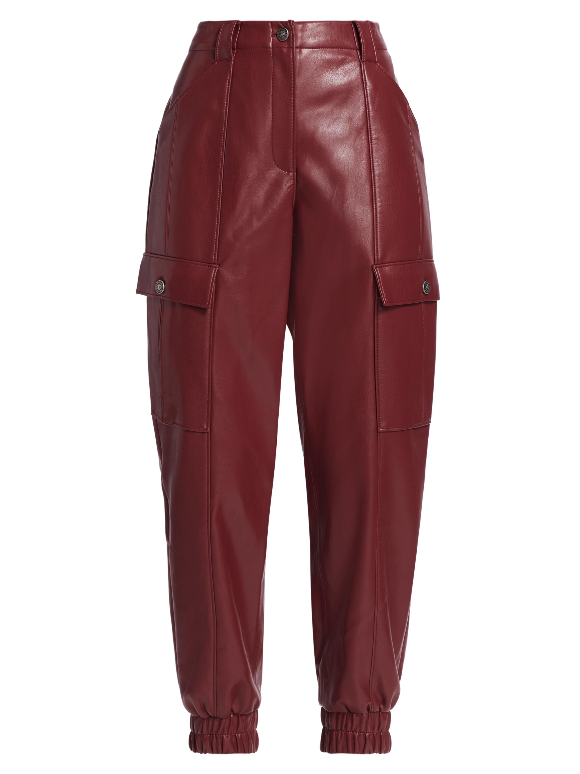 CINQ A SEPT Women's Kelly Faux Leather High-Rise Cropped Pants - Oxblood