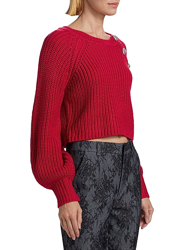 Shop Cinq à Sept Keren Crystal-Detailed Cropped Sweater Shop Cinq à Sept Keren Crystal-Detailed Cropped Sweater