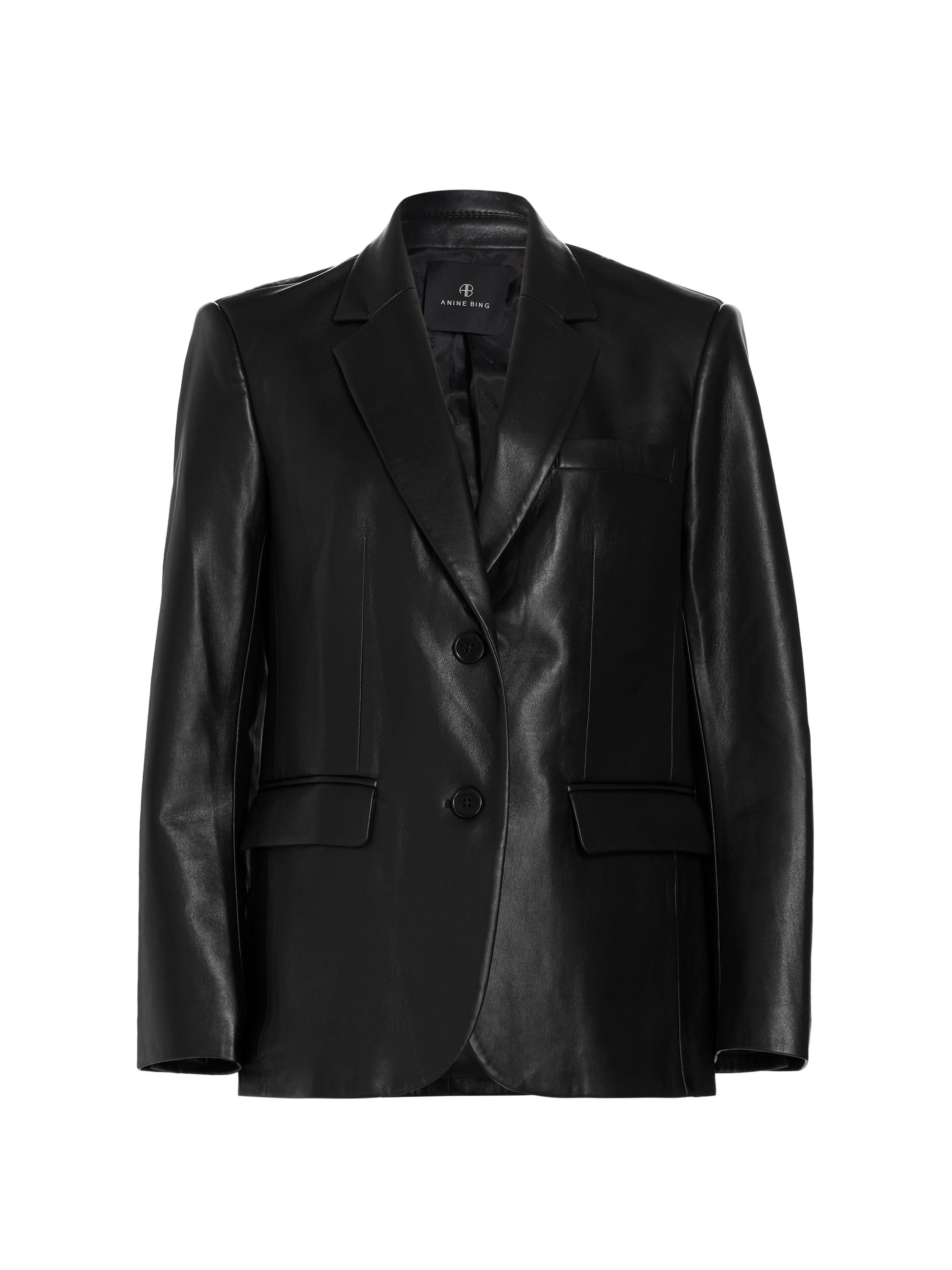 Anine Bing Women's Faux Leather Blazer - Black Recycled Leather