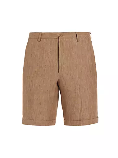 COLLECTION Linen Flat-Front Shorts