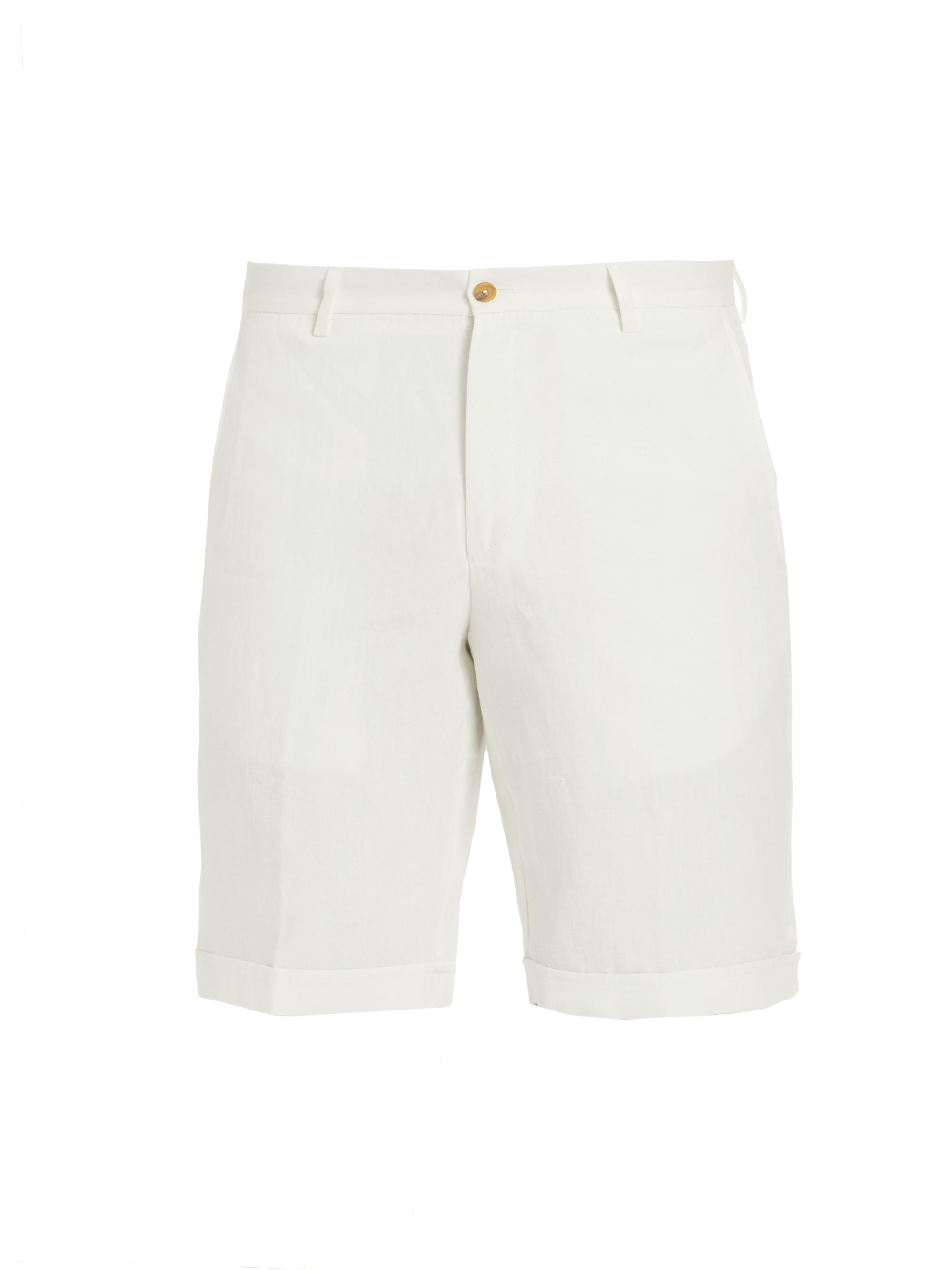 Saks Fifth Avenue Men's COLLECTION Linen Flat-Front Shorts - White