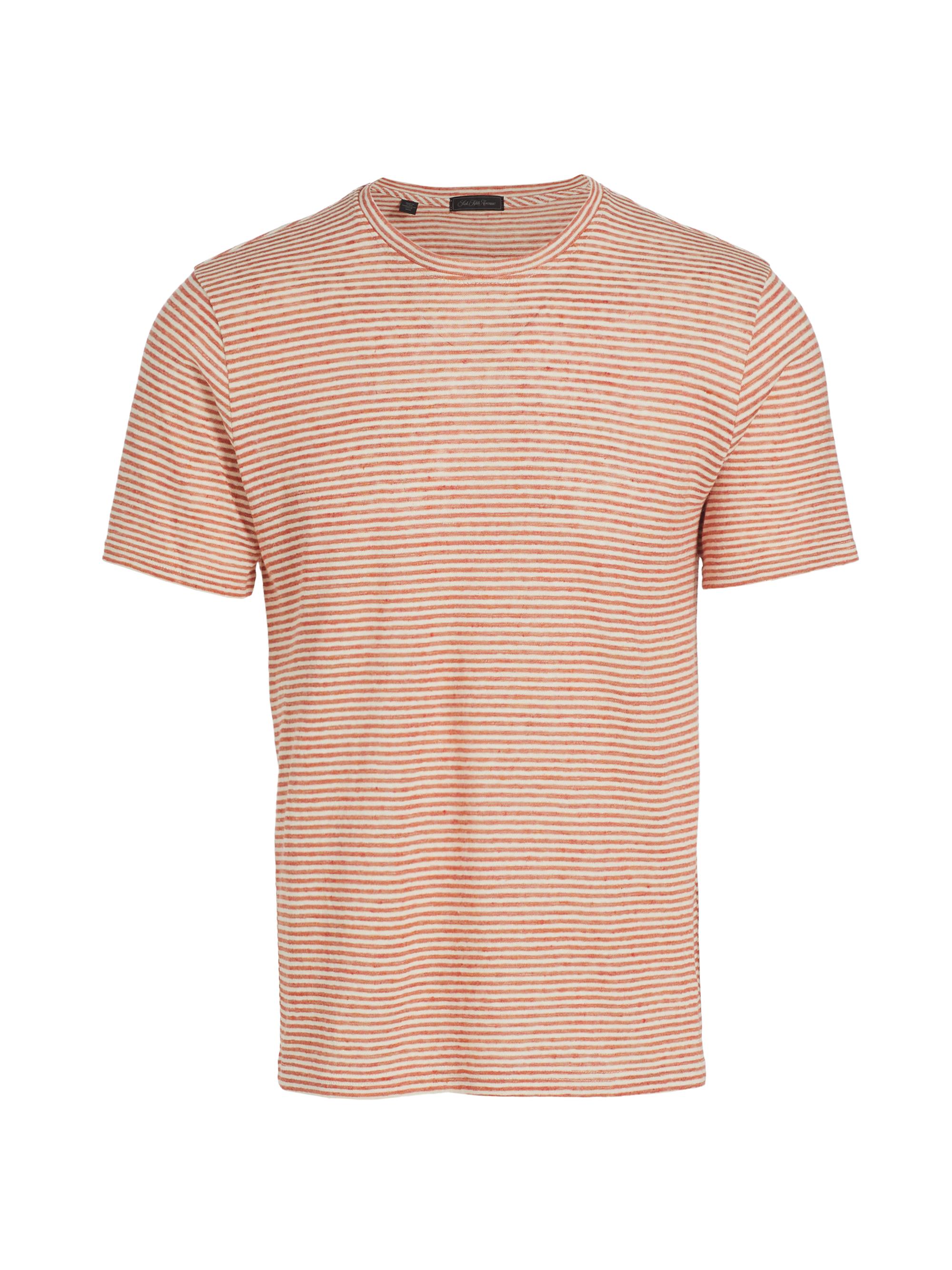 Saks Fifth Avenue Men's COLLECTION Striped Cotton & Linen-Blend T-Shirt - Banana