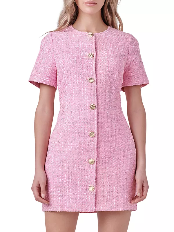 chanel pink tweed dress