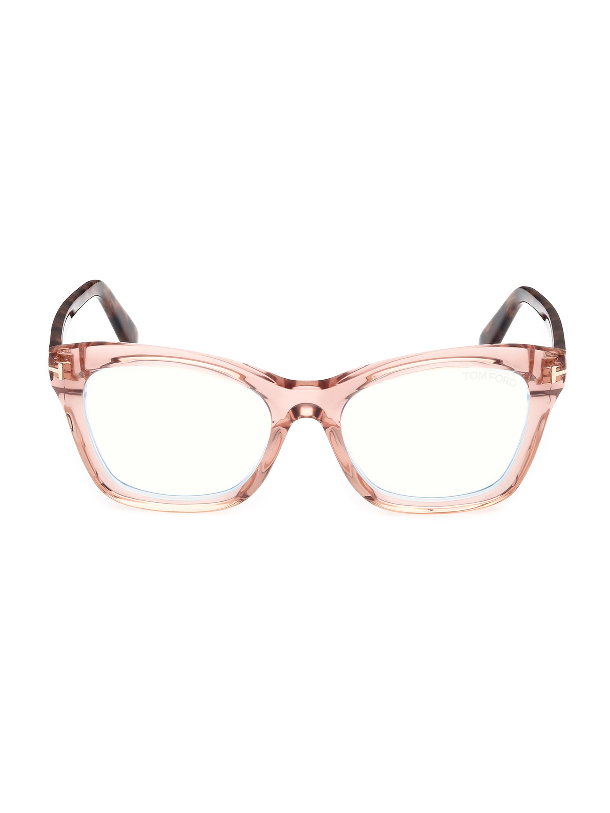 TOM FORD Women's 53MM Rectangular Eyeglasses - Transparent Pink Havana Blue
