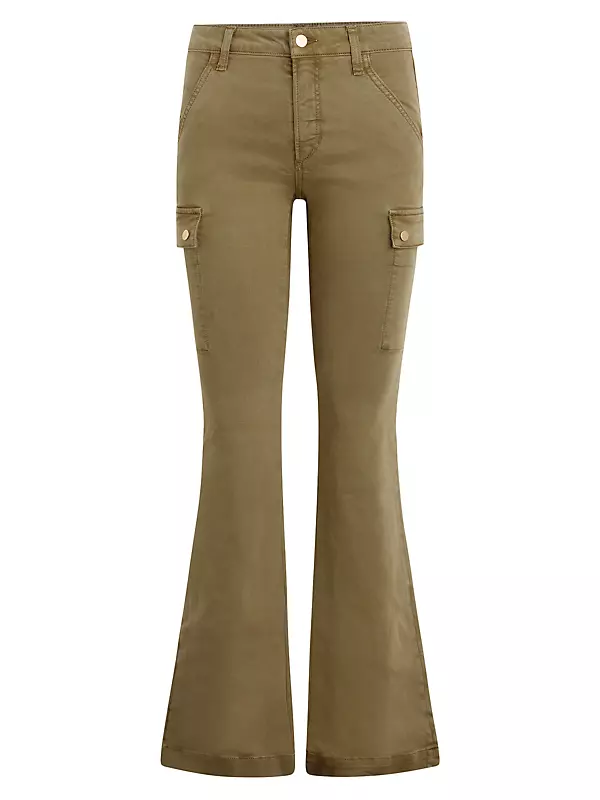 Boot-cut Fit Trousers, Silk Trousers, Flap Pockets With Gold