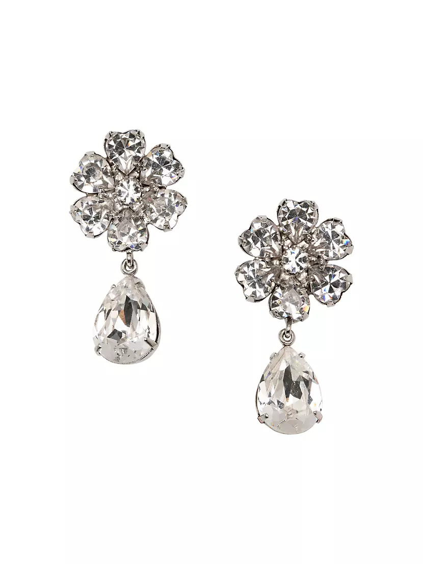 Shop Jennifer Behr Rhodium-Plated & Crystal Flower Drop Earrings 