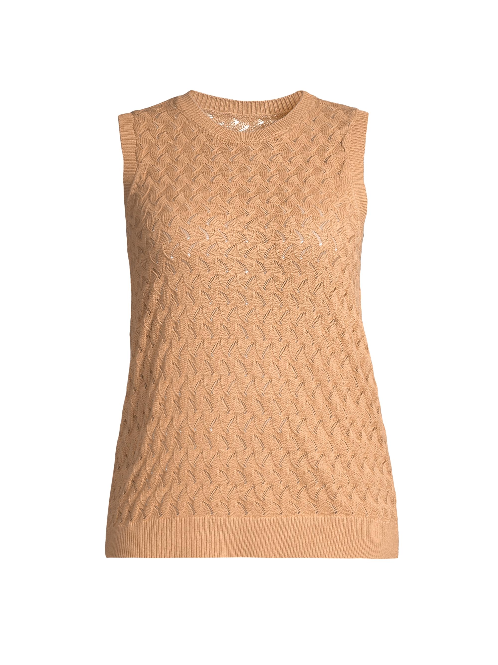 Minnie Rose Women's Cotton-Blend Pointelle-Knit Tank - Camel