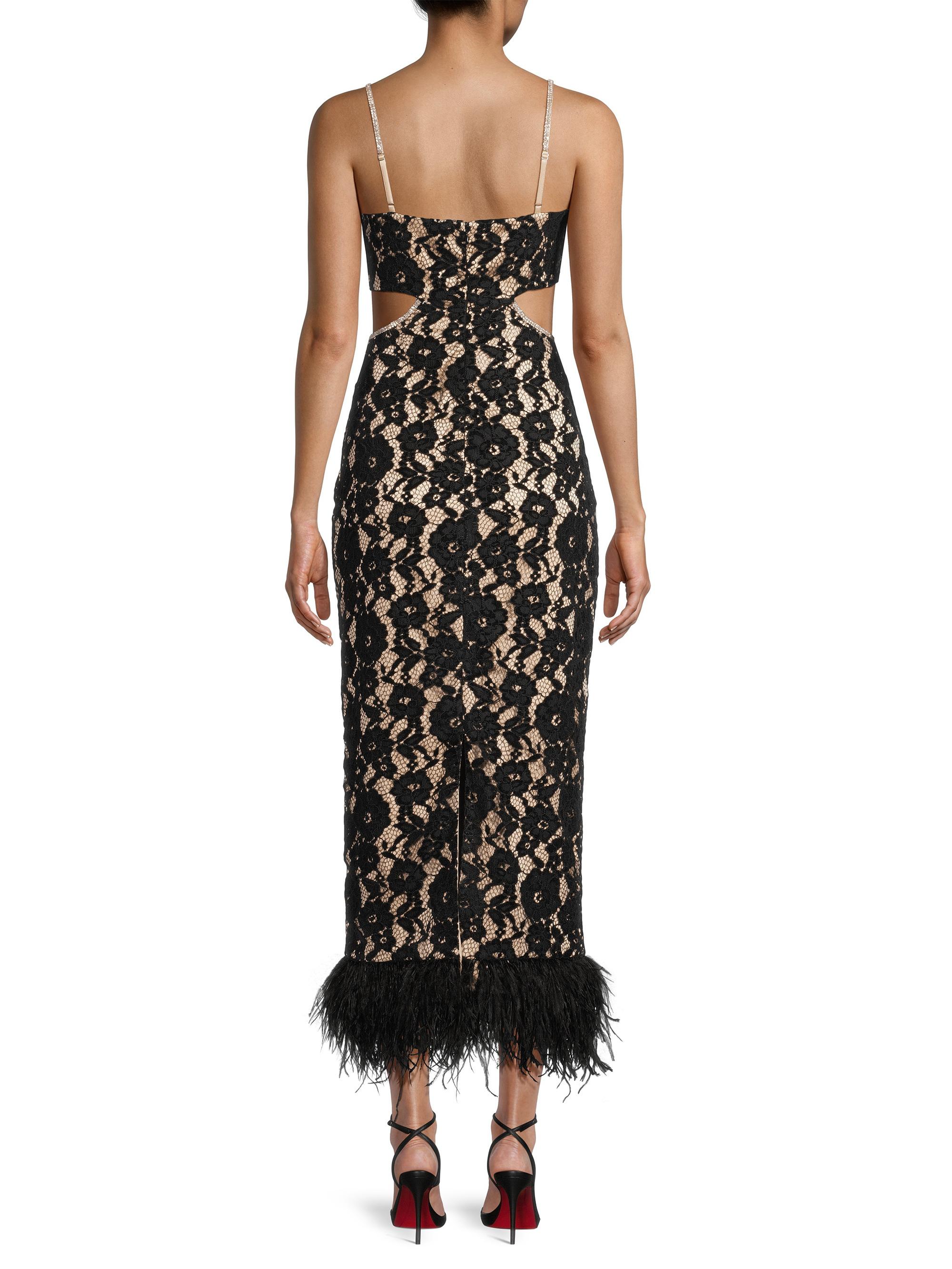 Likely Sarah Lace & Feather Midi-Dress | Saks Fifth Avenue