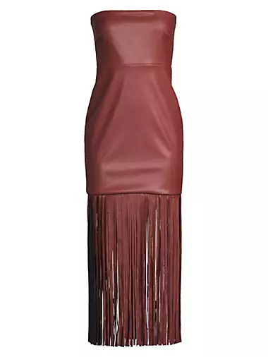 Mirren Strapless Coated Midi-Dress