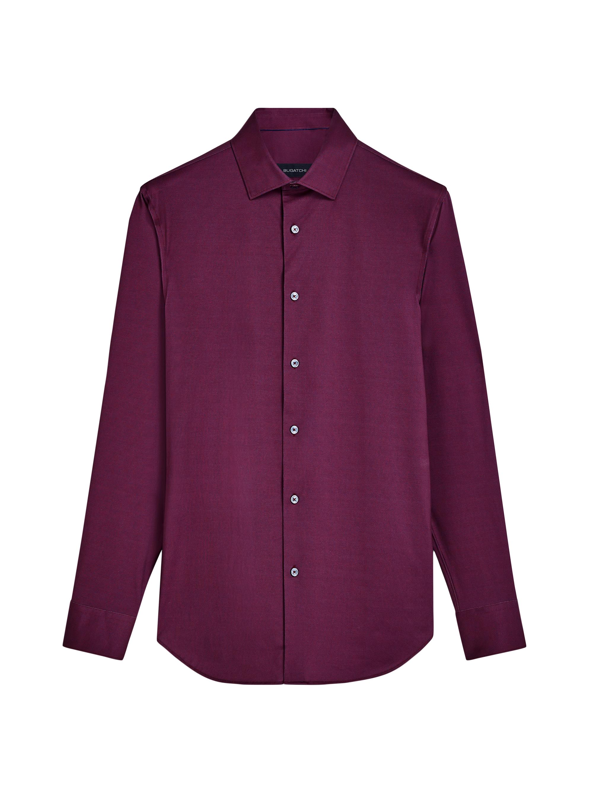 Bugatchi Men's OoohCotton Tech James Long-Sleeve Shirt - Burgundy