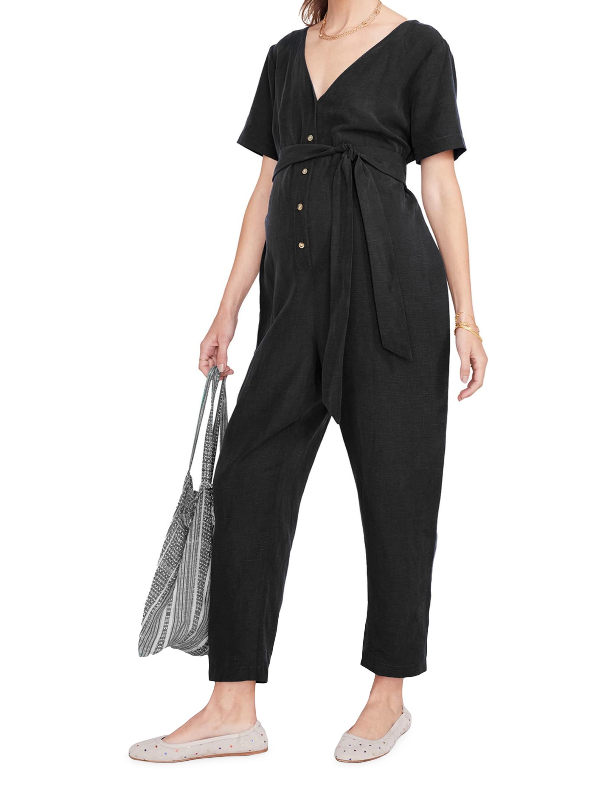 Hatch Women's The Noelle Maternity Nursing Friendly Jumpsuit - Black