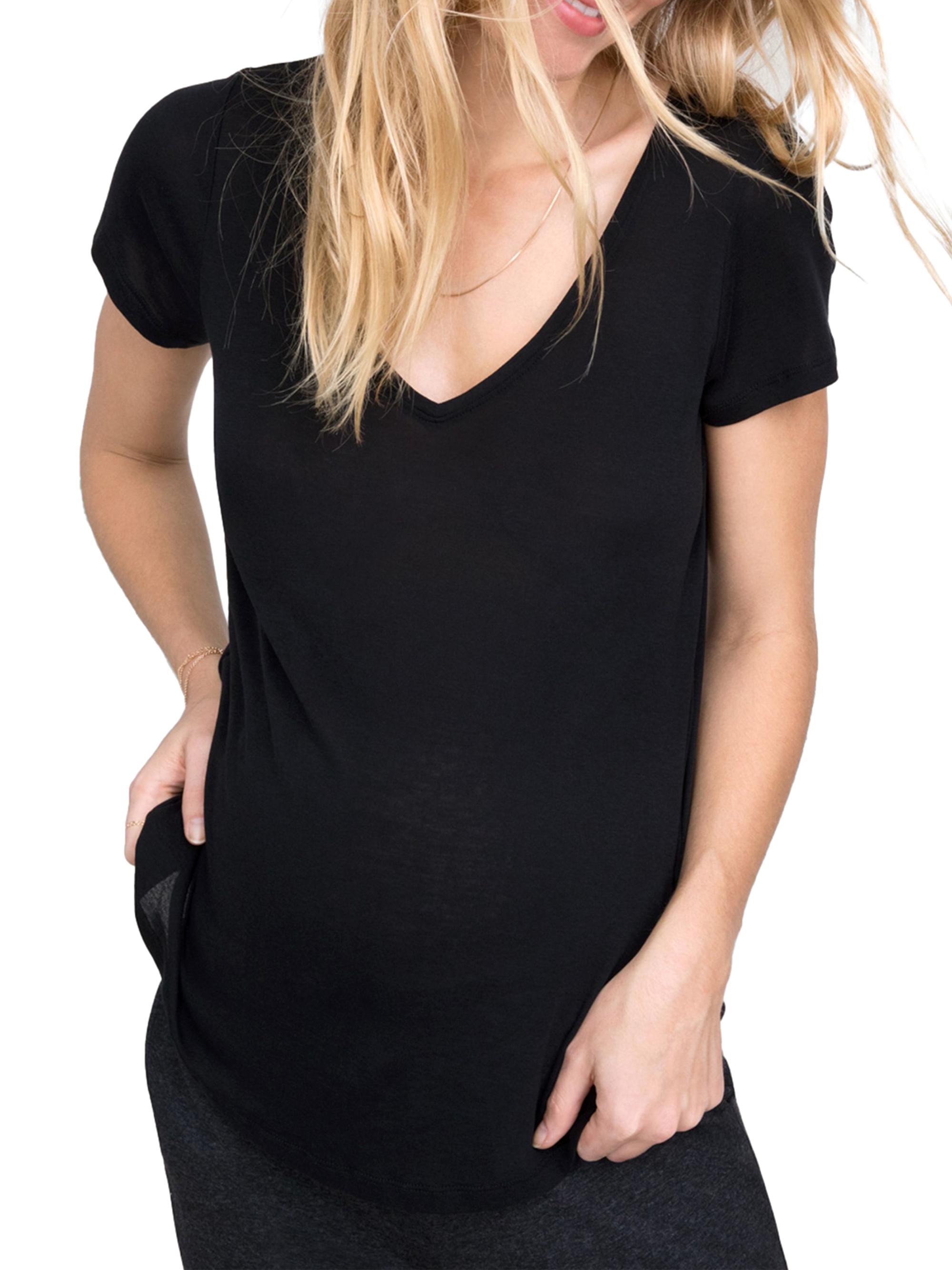 Hatch Women's The Maternity Fitted Vee T-Shirt - Black