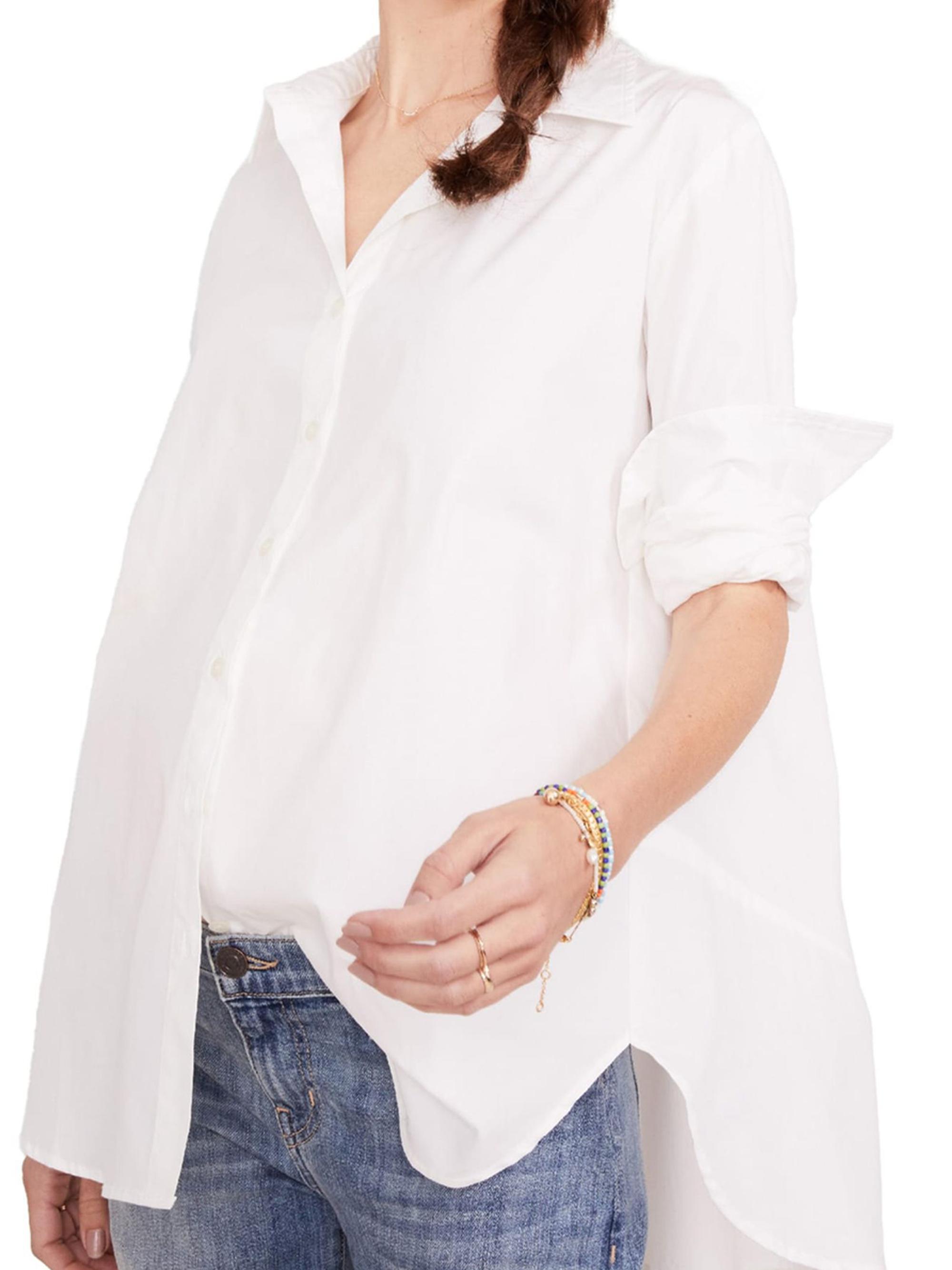 Hatch Women's The Nursing Friendly Classic Button Down Shirt - White